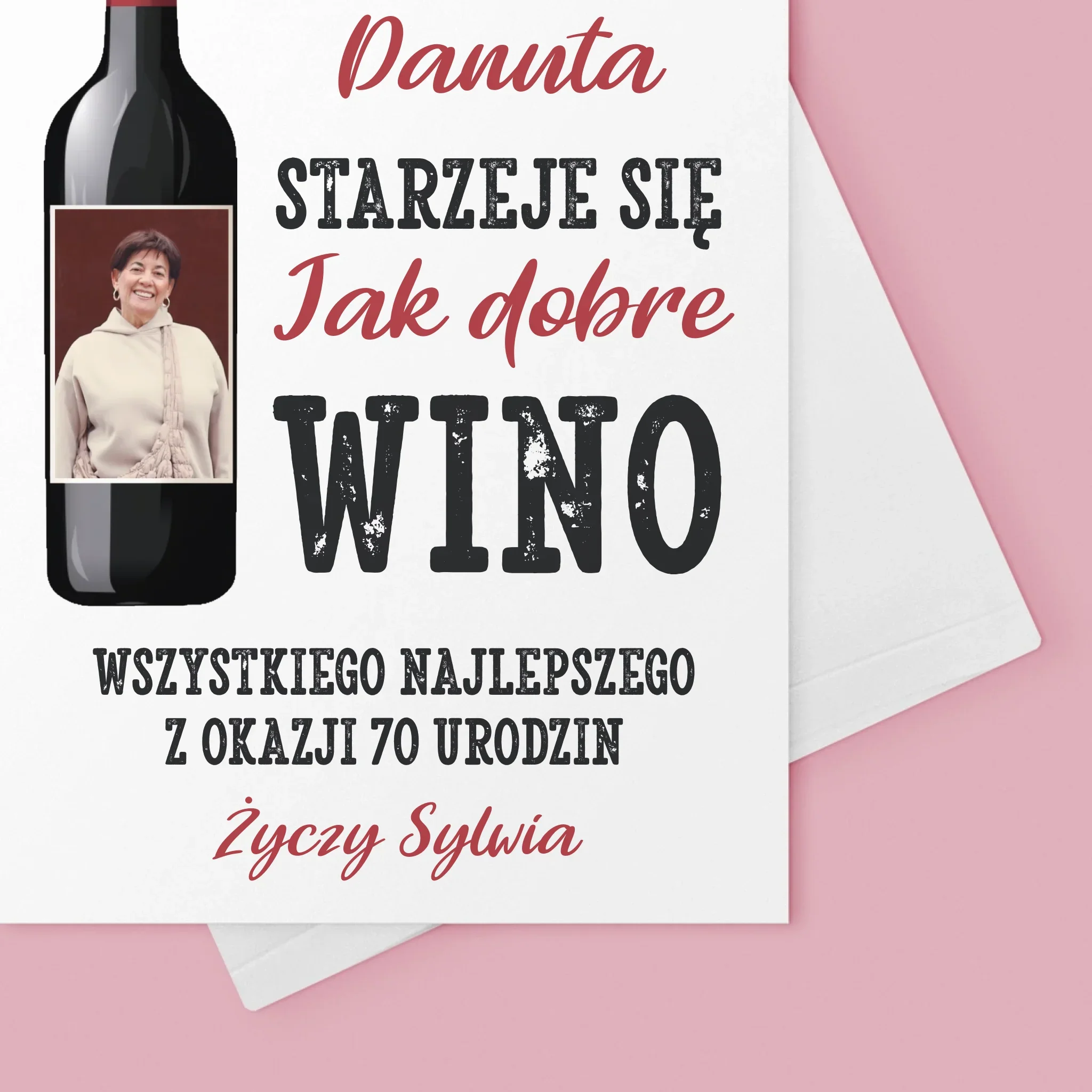 Zdjęcie I Podpis: Jak Dobre Wino - Kartka z Życzeniami - Image 4
