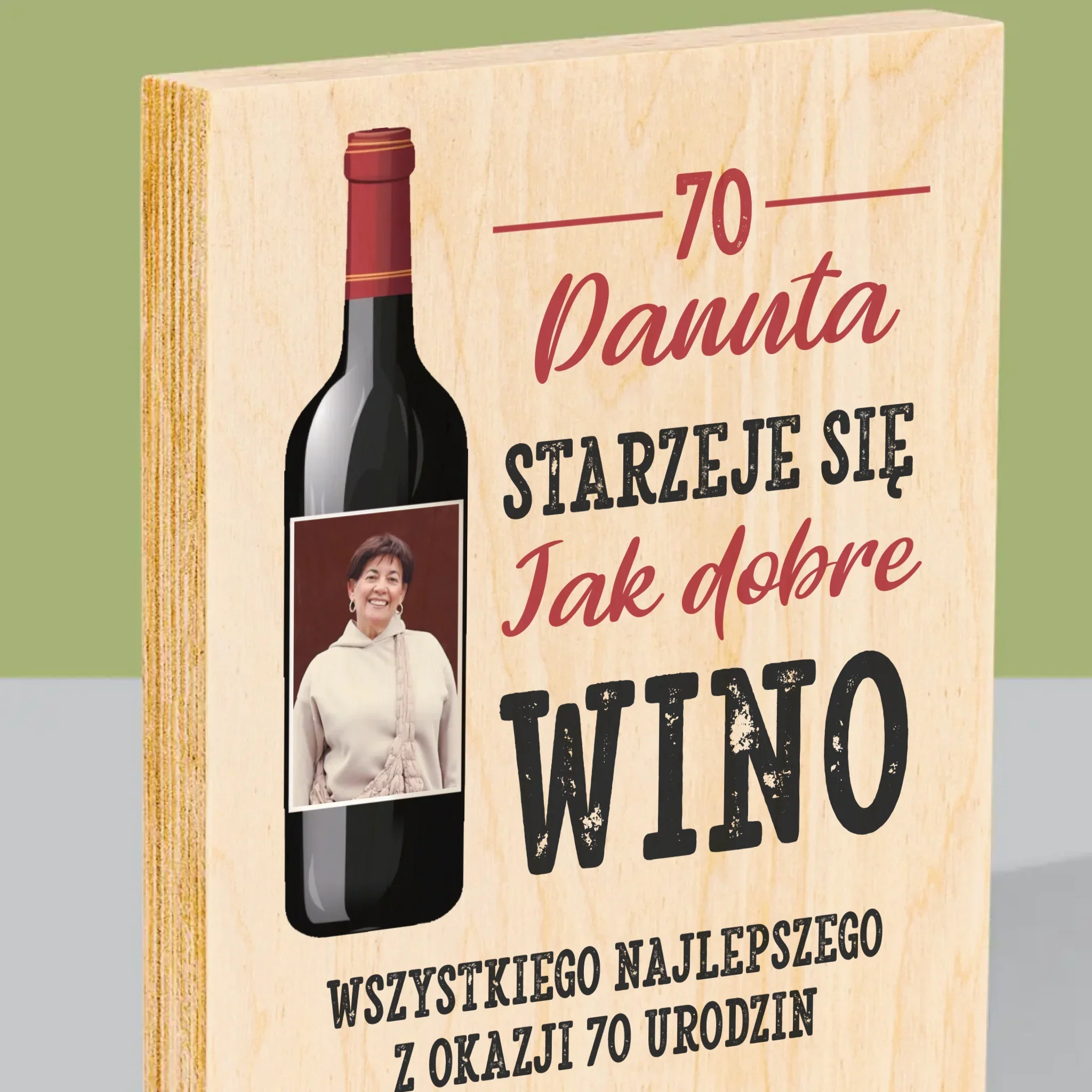 Zdjęcie I Podpis: Jak Dobre Wino - Wydruk Na Drewnie - Image 2