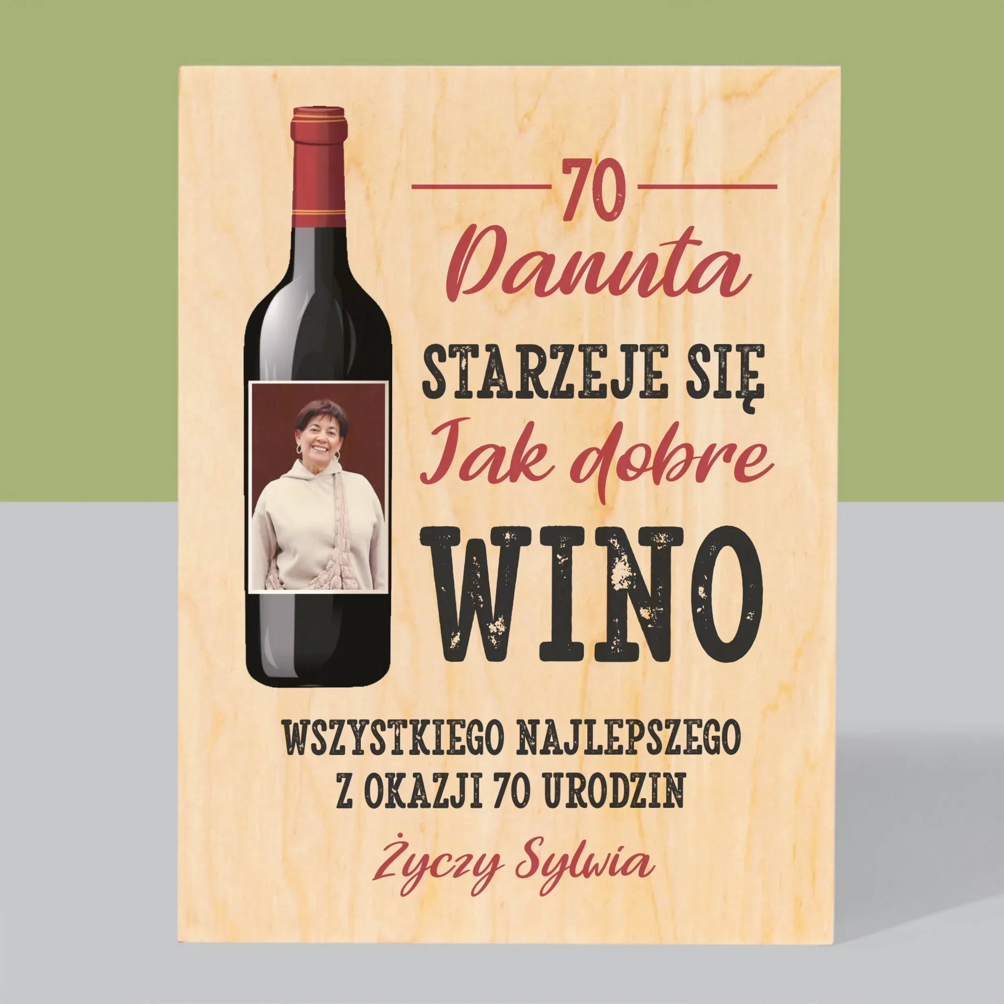Zdjęcie I Podpis: Jak Dobre Wino - Wydruk Na Drewnie - Image 3