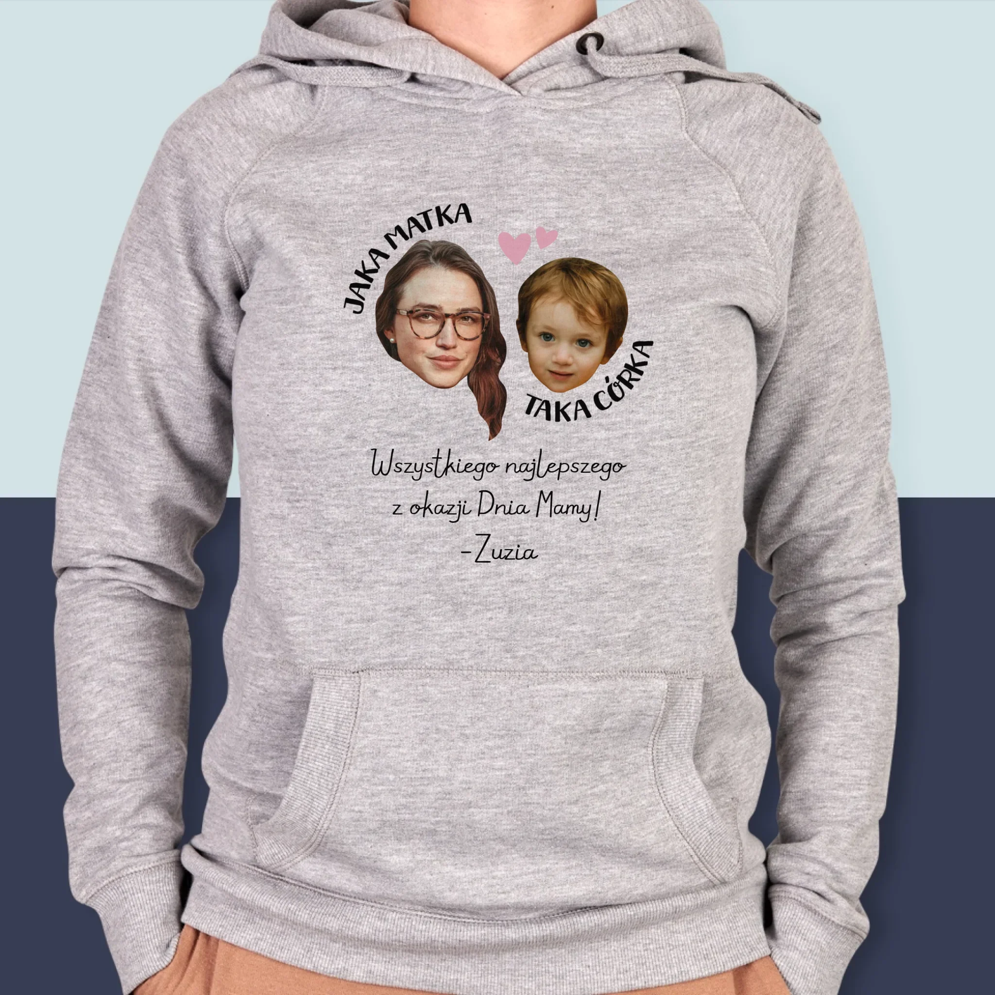 Zdjęcie i Podpis: Jaka Matka Taka Córka - Bluza Damska z Kapturem - Image 4