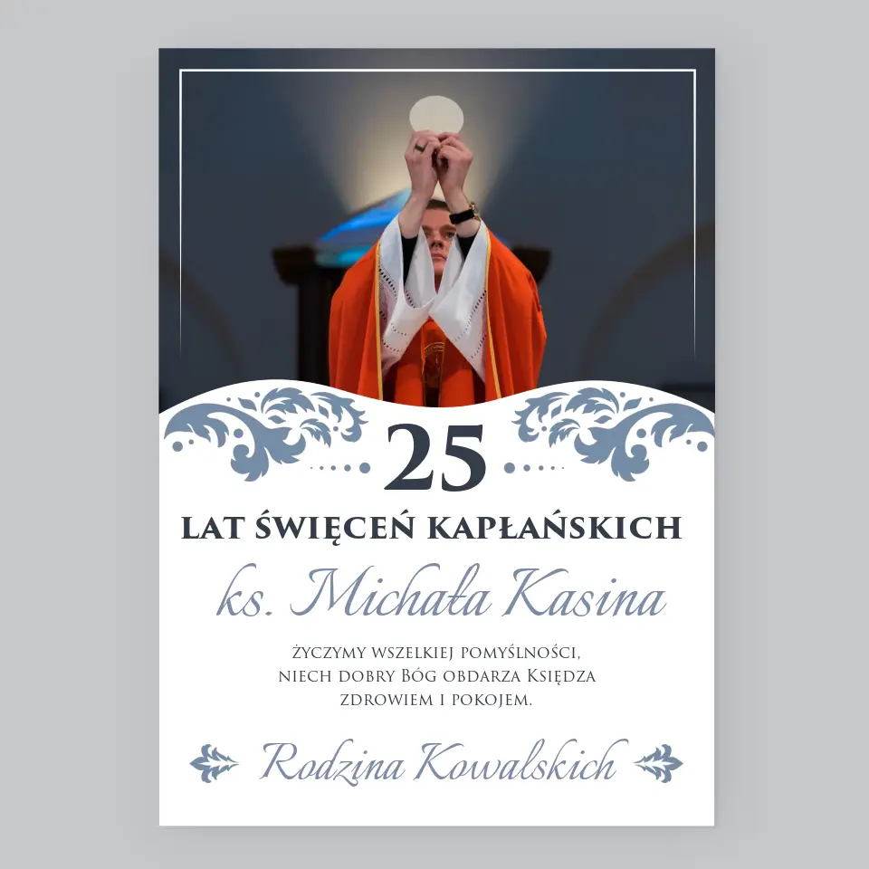 Zdjęcie i Podpis: Jubileusz Święceń Kapłańskich - Wydruk Obramowany