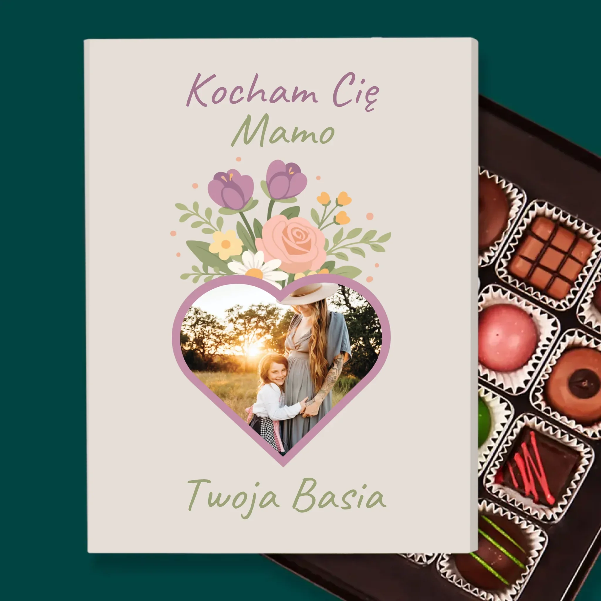 Zdjęcie i Podpis: Kocham Cię Mamo Kwiaty - Personalizowane Praliny - Image 2