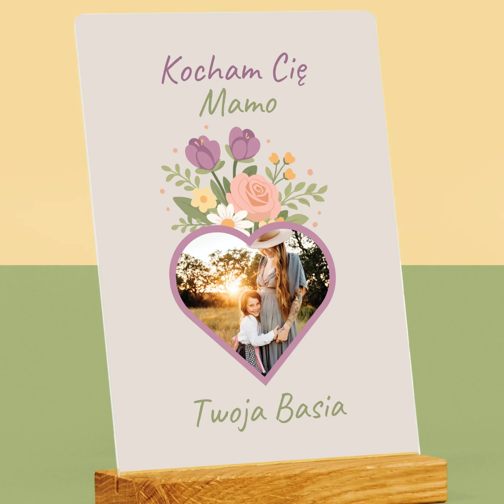 Zdjęcie i Podpis: Kocham Cię Mamo Kwiaty - Wydruk Na Szkle Akrylowym - Image 2