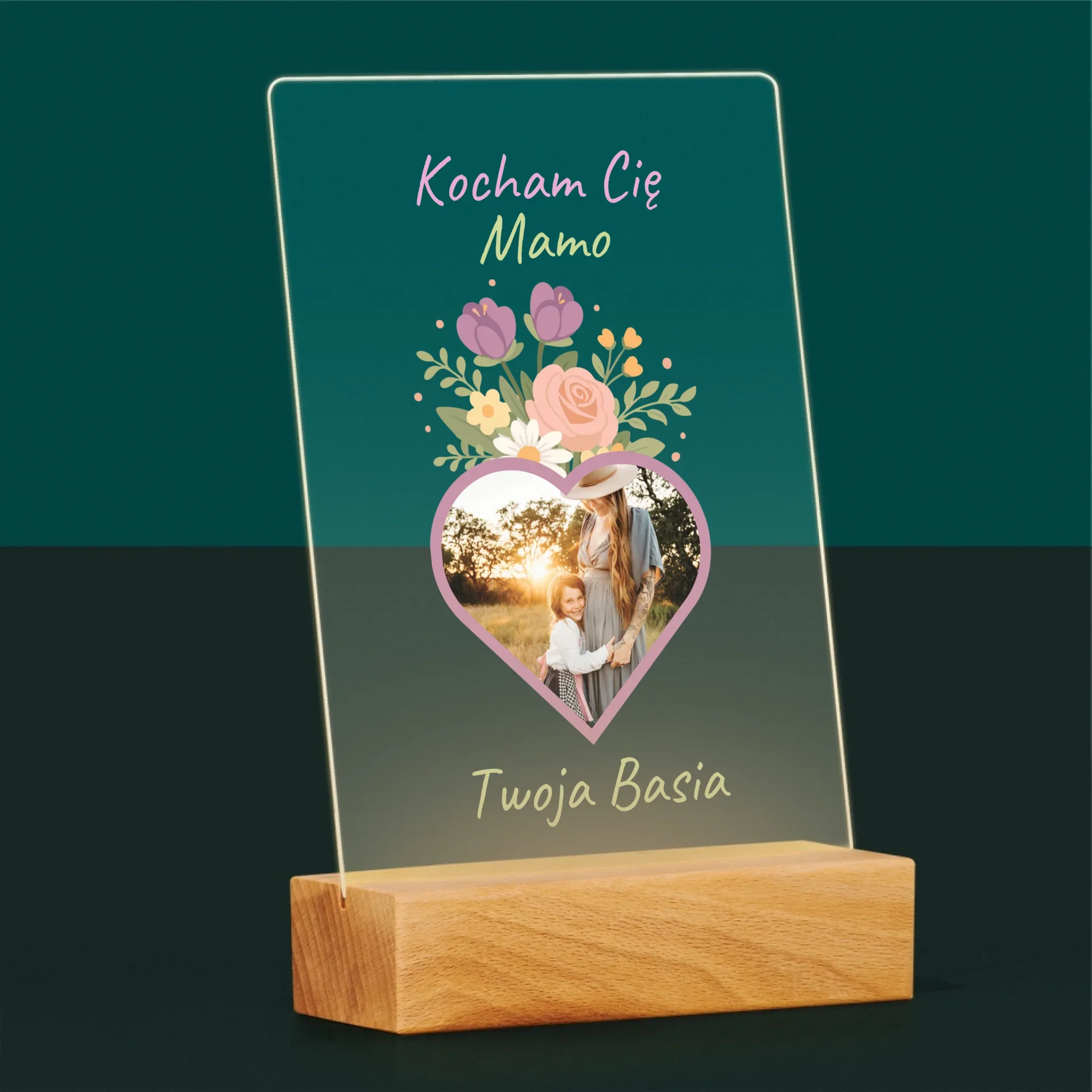 Zdjęcie i Podpis: Kocham Cię Mamo Kwiaty - Wydruk Na Szkle Akrylowym - Image 5
