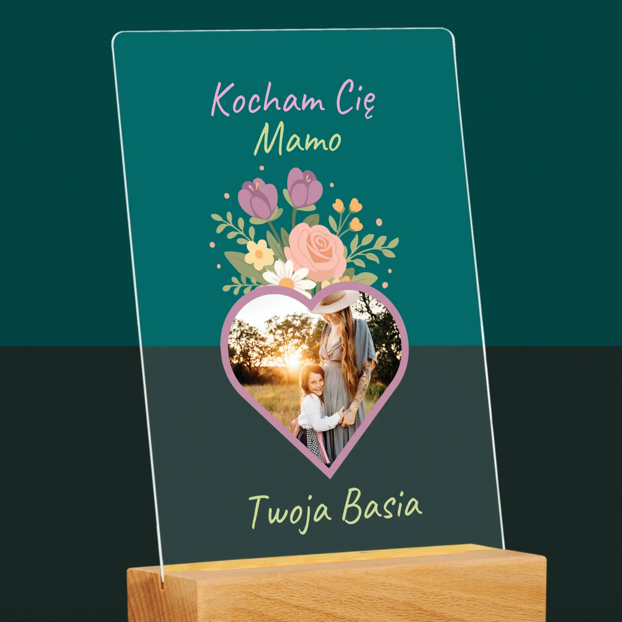 Zdjęcie i Podpis: Kocham Cię Mamo Kwiaty - Wydruk Na Szkle Akrylowym - Image 6