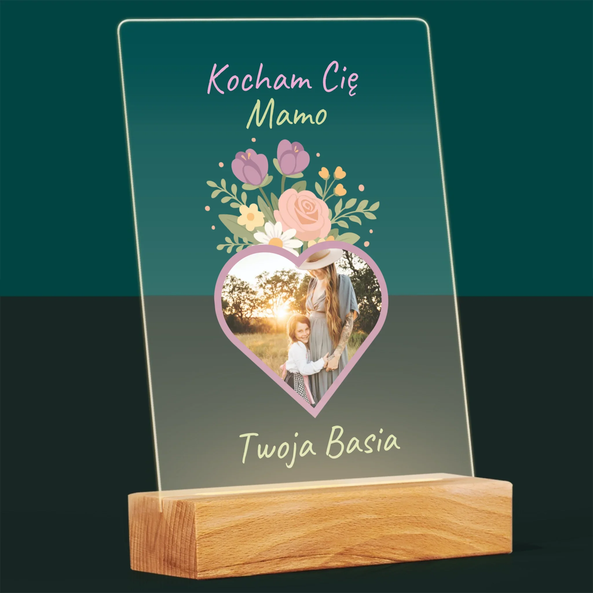 Zdjęcie i Podpis: Kocham Cię Mamo Kwiaty - Wydruk Na Szkle Akrylowym - Image 8