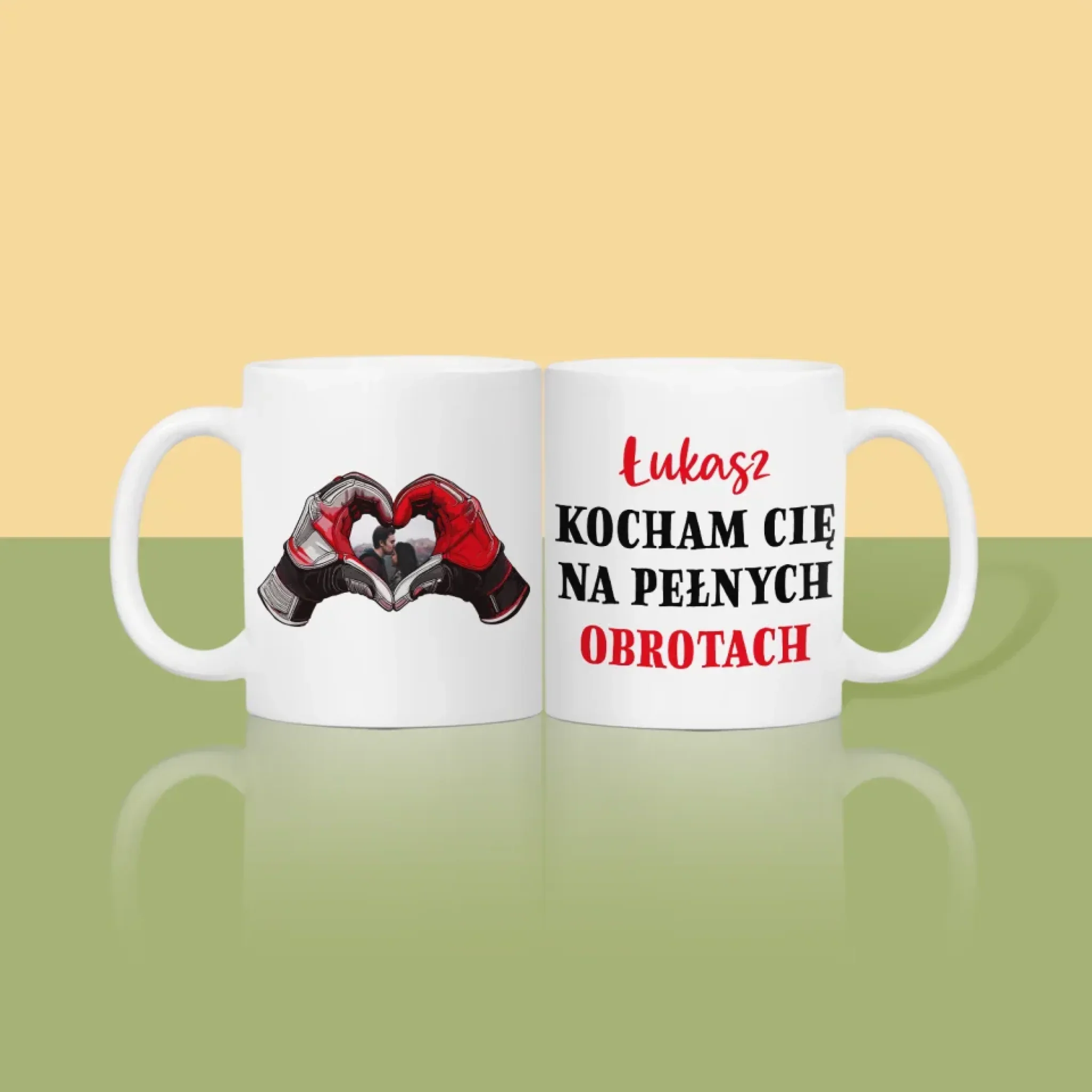 Zdjęcie I Podpis: Kocham Cię Na Pełnych Obrotach - Kubek z Nadrukiem