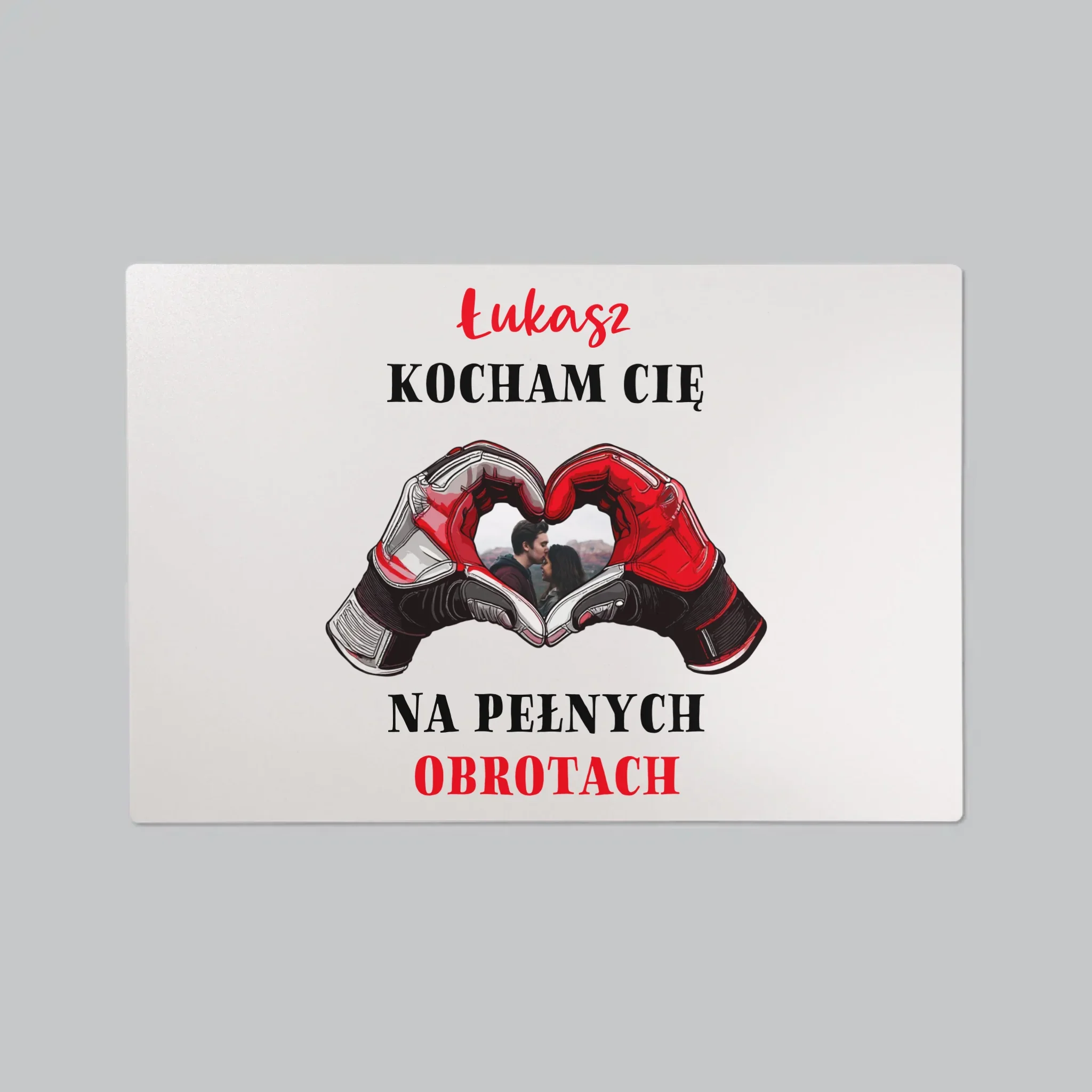 Zdjęcie I Podpis: Kocham Cię Na Pełnych Obrotach - Podkładka Na Biurko - Image 2