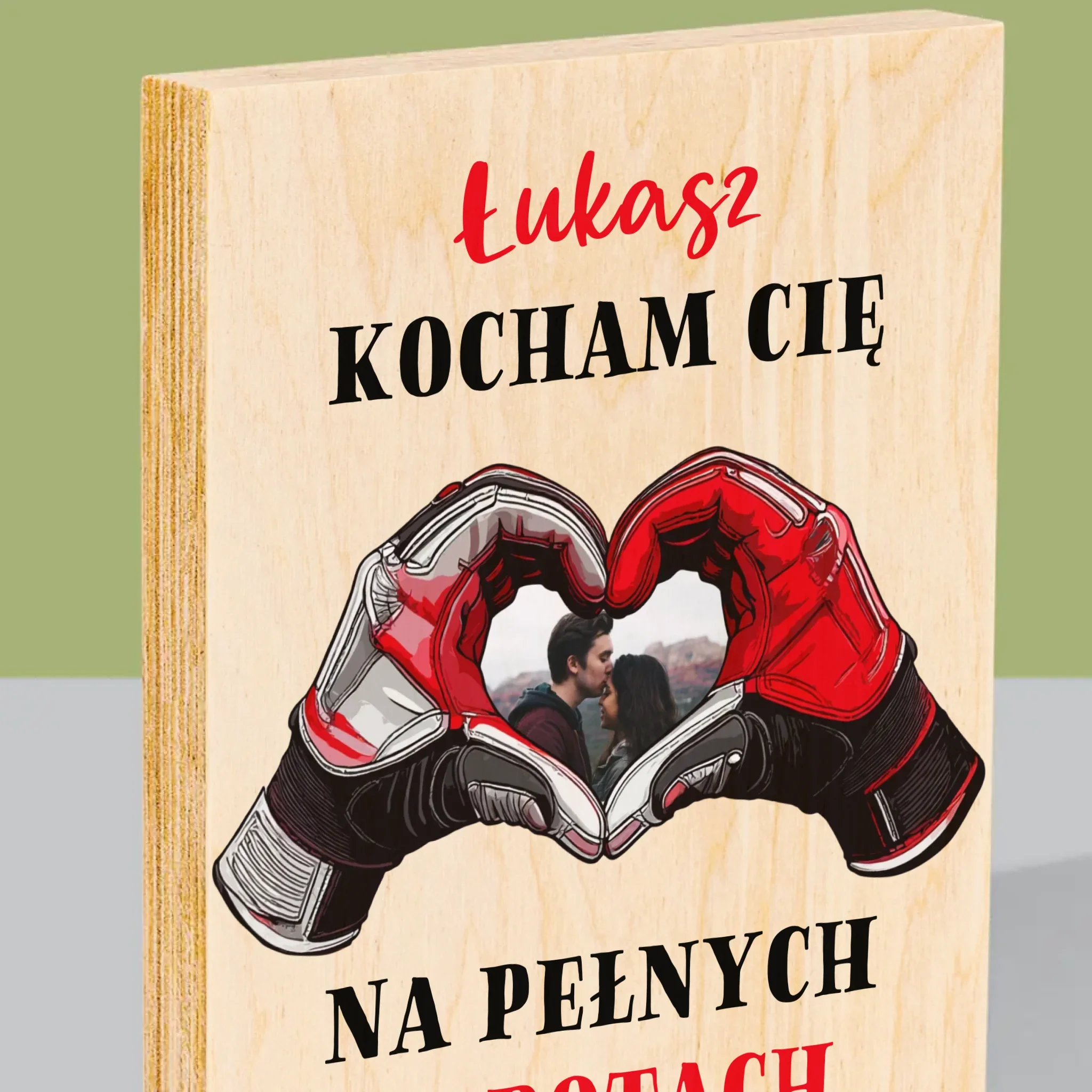 Zdjęcie I Podpis: Kocham Cię Na Pełnych Obrotach - Wydruk Na Drewnie - Image 2