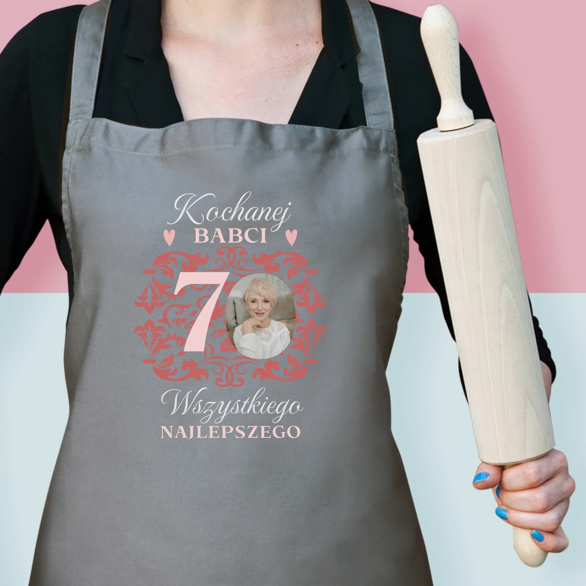 Zdjęcie I Podpis: Kochanej Babci Wszystkiego Najlepszego - Fartuch z Nadrukiem - Image 2