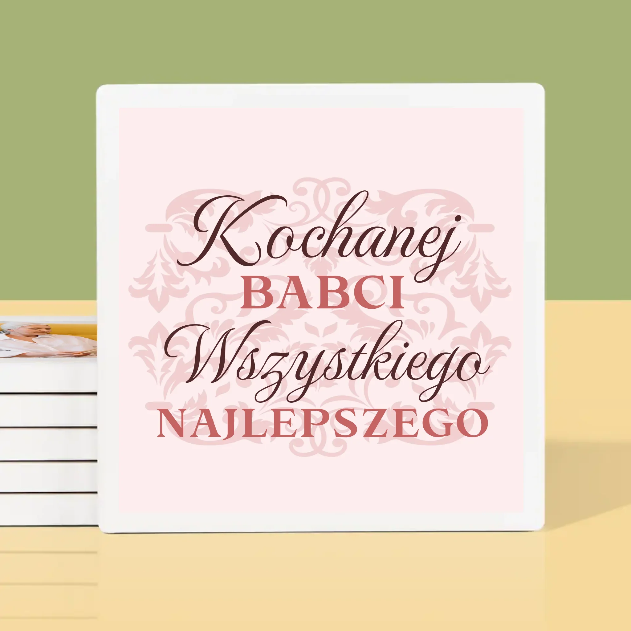 Zdjęcie I Podpis: Kochanej Babci Wszystkiego Najlepszego - Podkładki Pod Kubki - Image 2