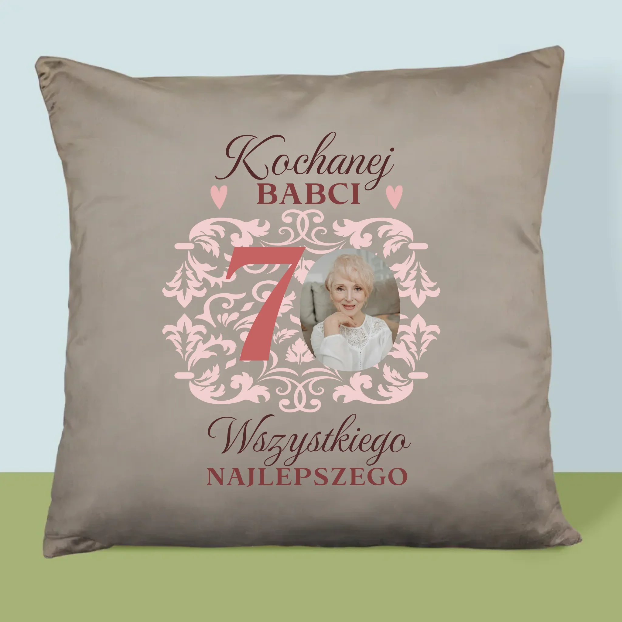 Zdjęcie I Podpis: Kochanej Babci Wszystkiego Najlepszego - Poduszka z Nadrukiem - Image 3