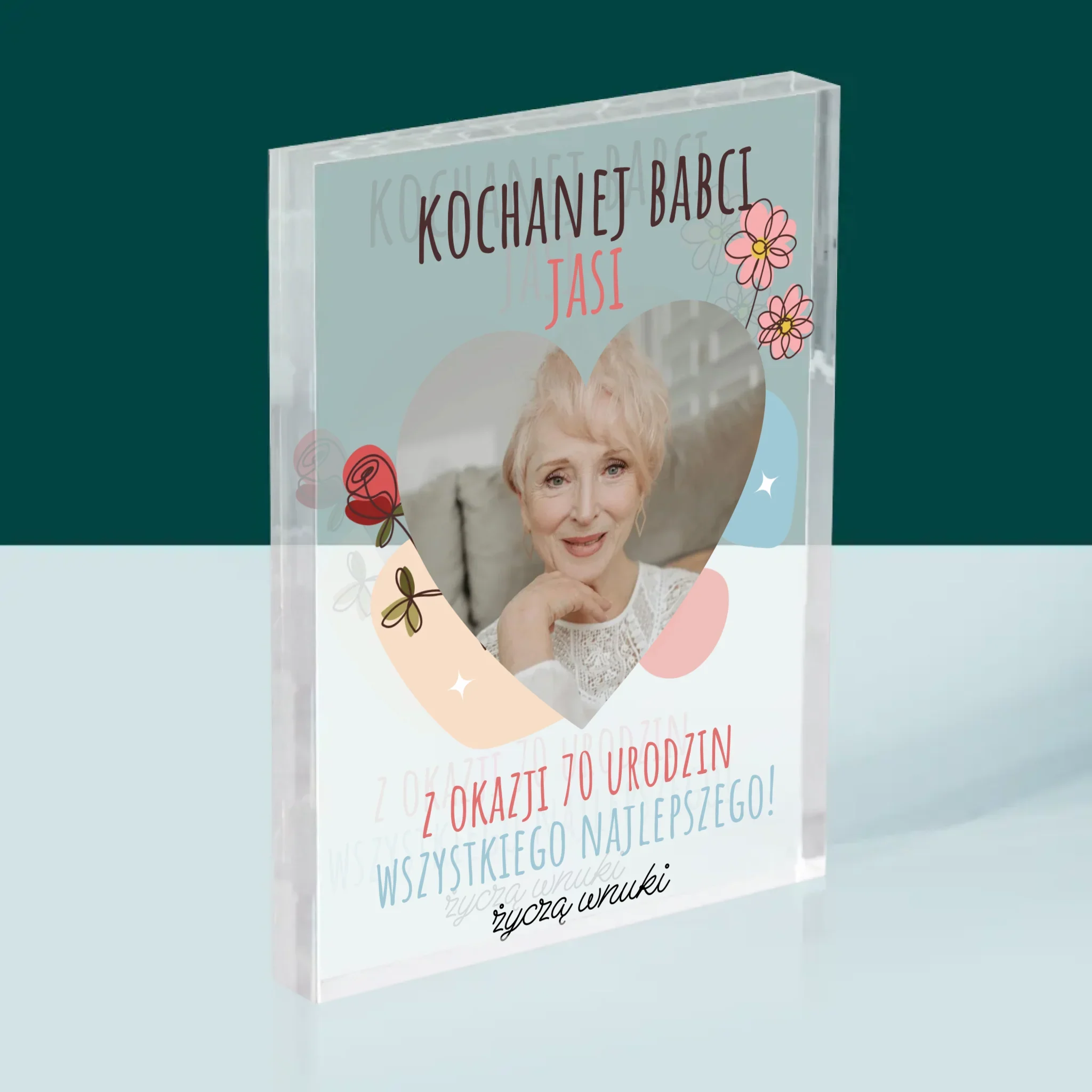 Zdjęcie I Podpis: Kochanej Babci z Okazji Urodzin - Blok Akrylowy z Nadrukiem