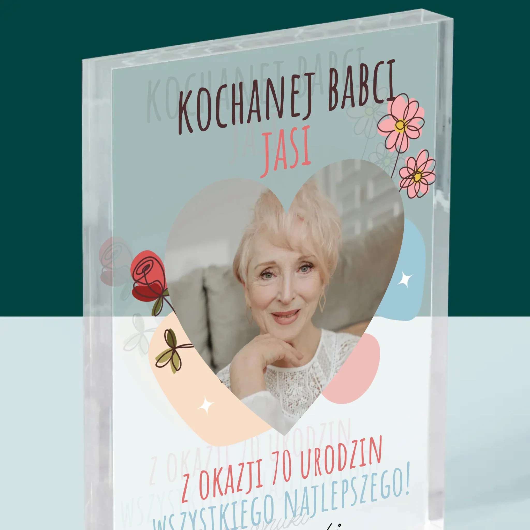 Zdjęcie I Podpis: Kochanej Babci z Okazji Urodzin - Blok Akrylowy z Nadrukiem - Image 2