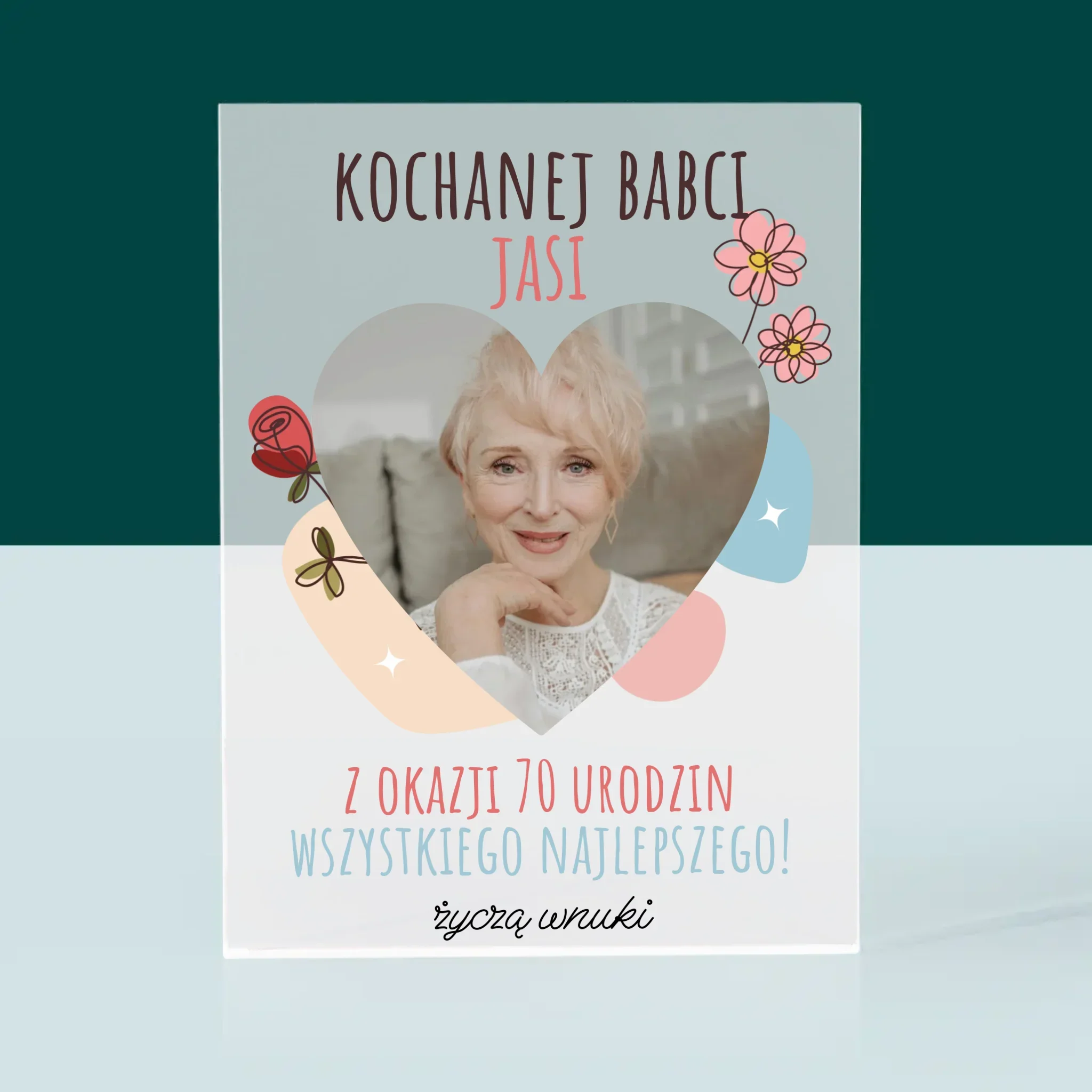 Zdjęcie I Podpis: Kochanej Babci z Okazji Urodzin - Blok Akrylowy z Nadrukiem - Image 3