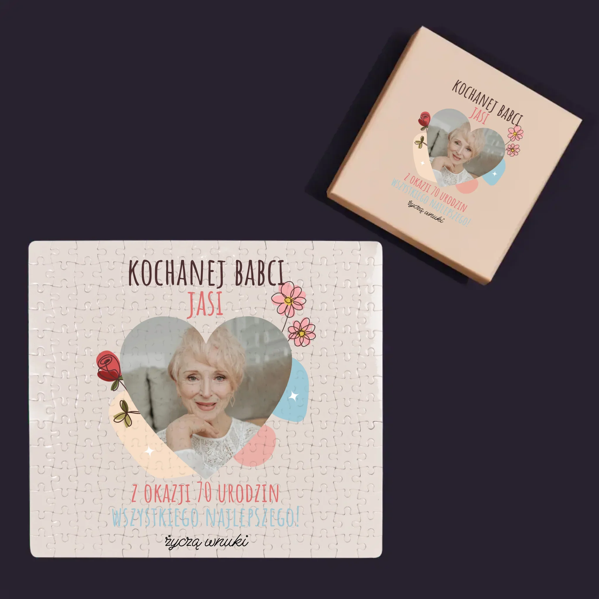 Zdjęcie I Podpis: Kochanej Babci z Okazji Urodzin - Personalizowane Puzzle - Image 4