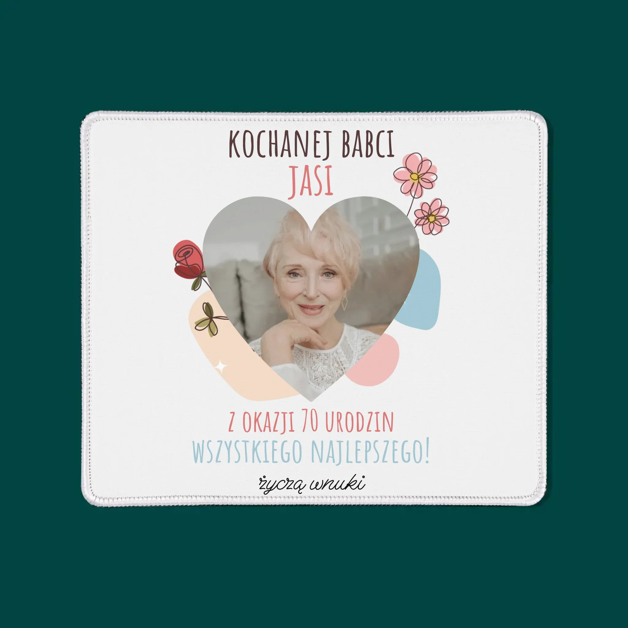 Zdjęcie I Podpis: Kochanej Babci z Okazji Urodzin - Podkładka Pod Myszkę - Image 3
