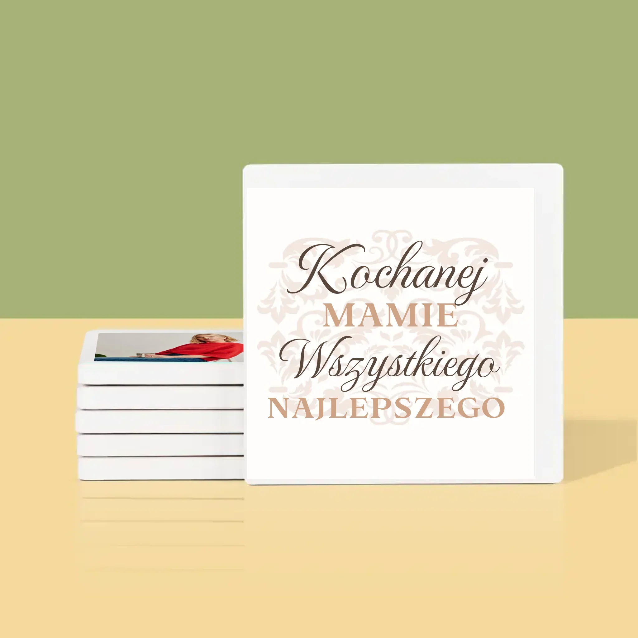 Zdjęcie I Podpis: Kochanej Mamie Z Okazji 50 Urodzin - Podkładki Pod Kubki