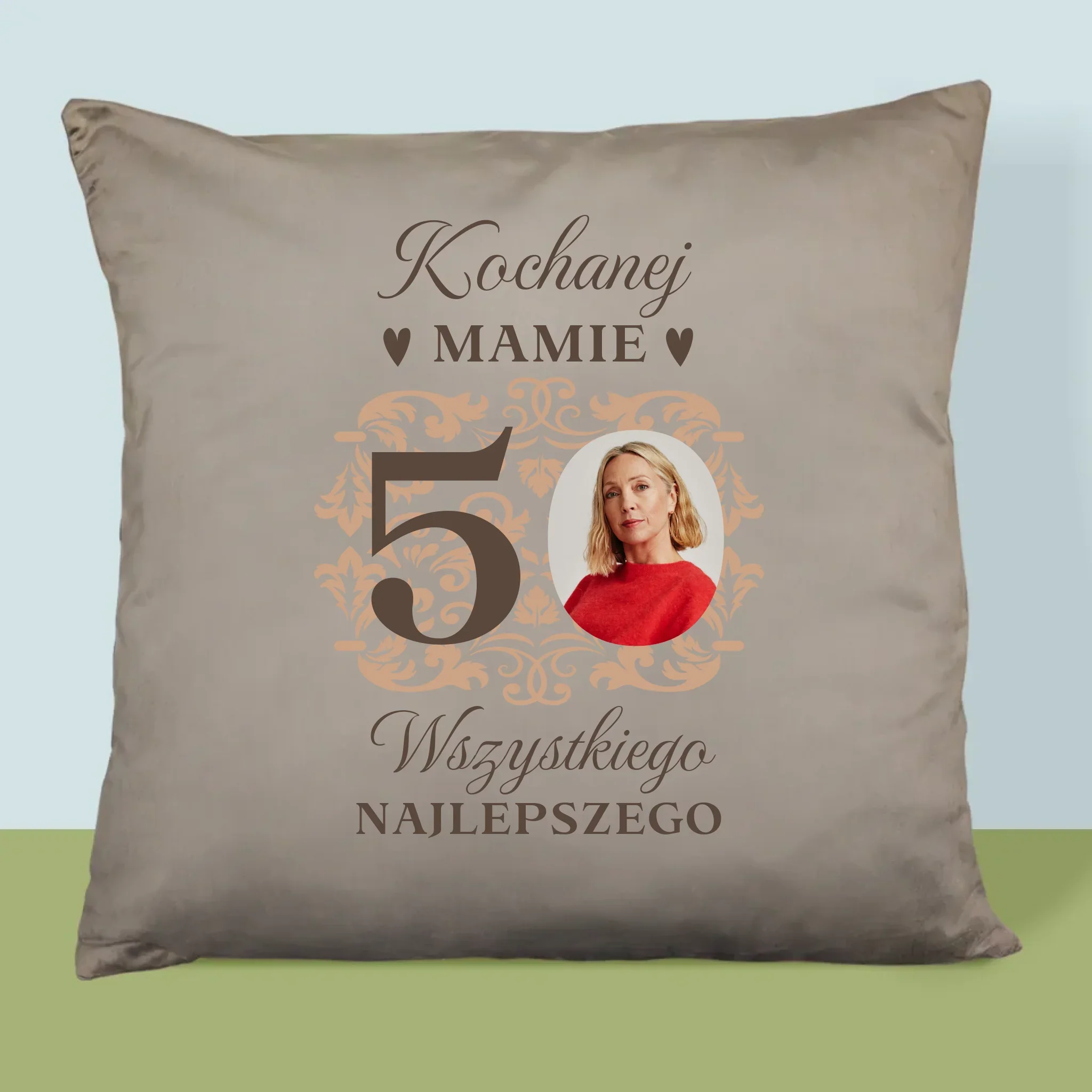 Zdjęcie I Podpis: Kochanej Mamie Z Okazji 50 Urodzin - Poduszka z Nadrukiem - Image 3