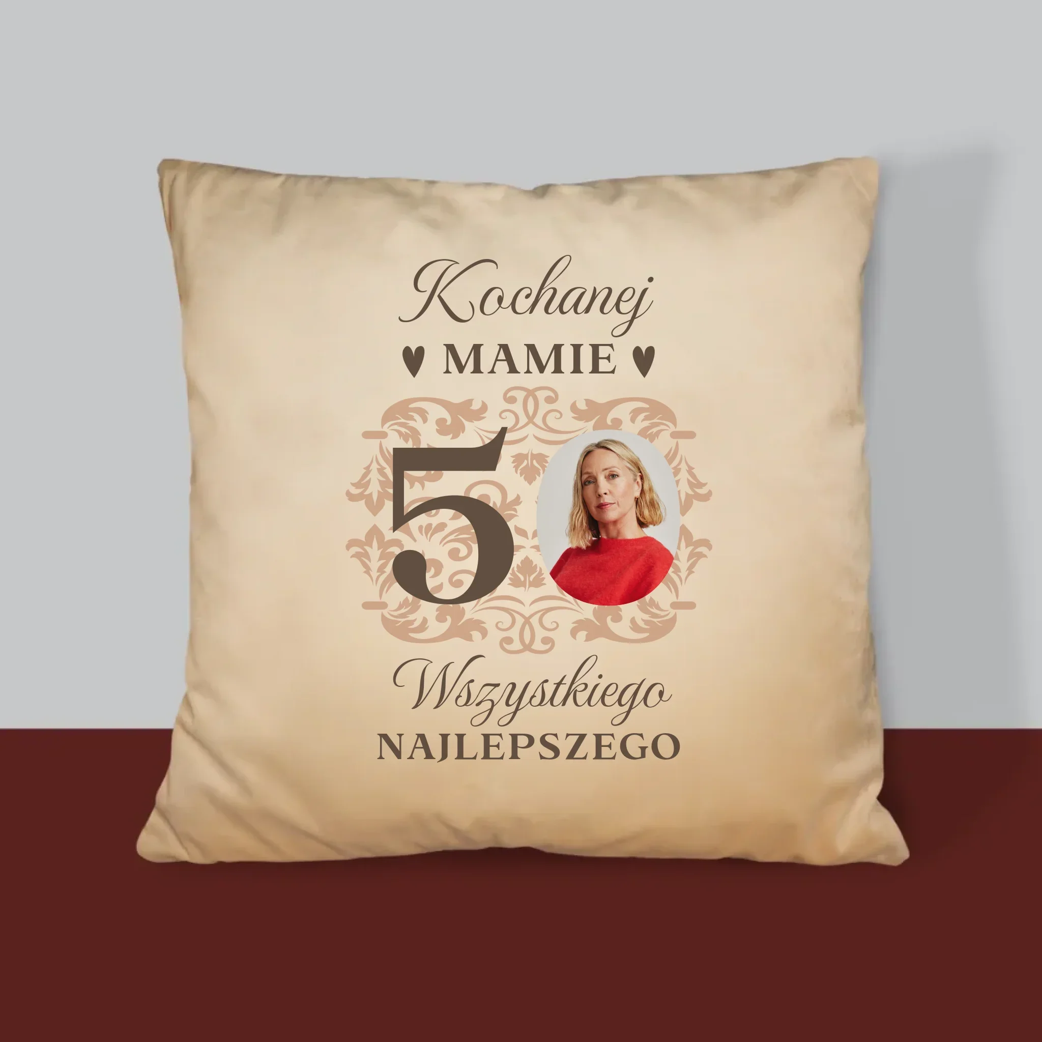 Zdjęcie I Podpis: Kochanej Mamie Z Okazji 50 Urodzin - Poduszka z Nadrukiem - Image 4