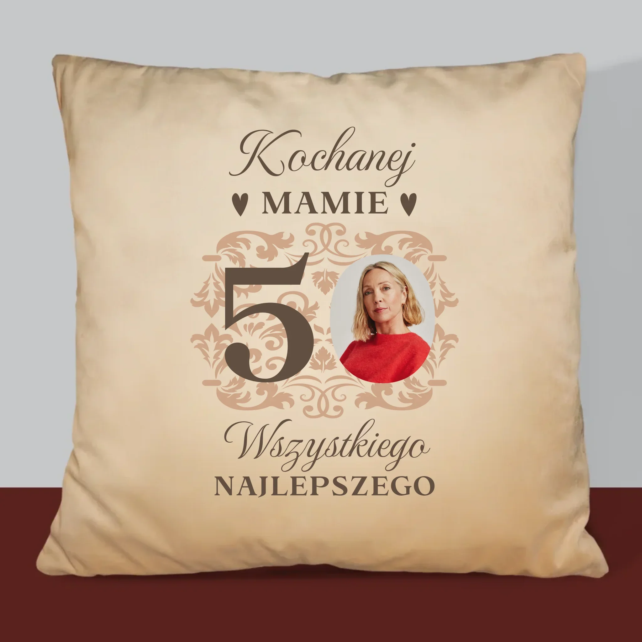 Zdjęcie I Podpis: Kochanej Mamie Z Okazji 50 Urodzin - Poduszka z Nadrukiem - Image 6