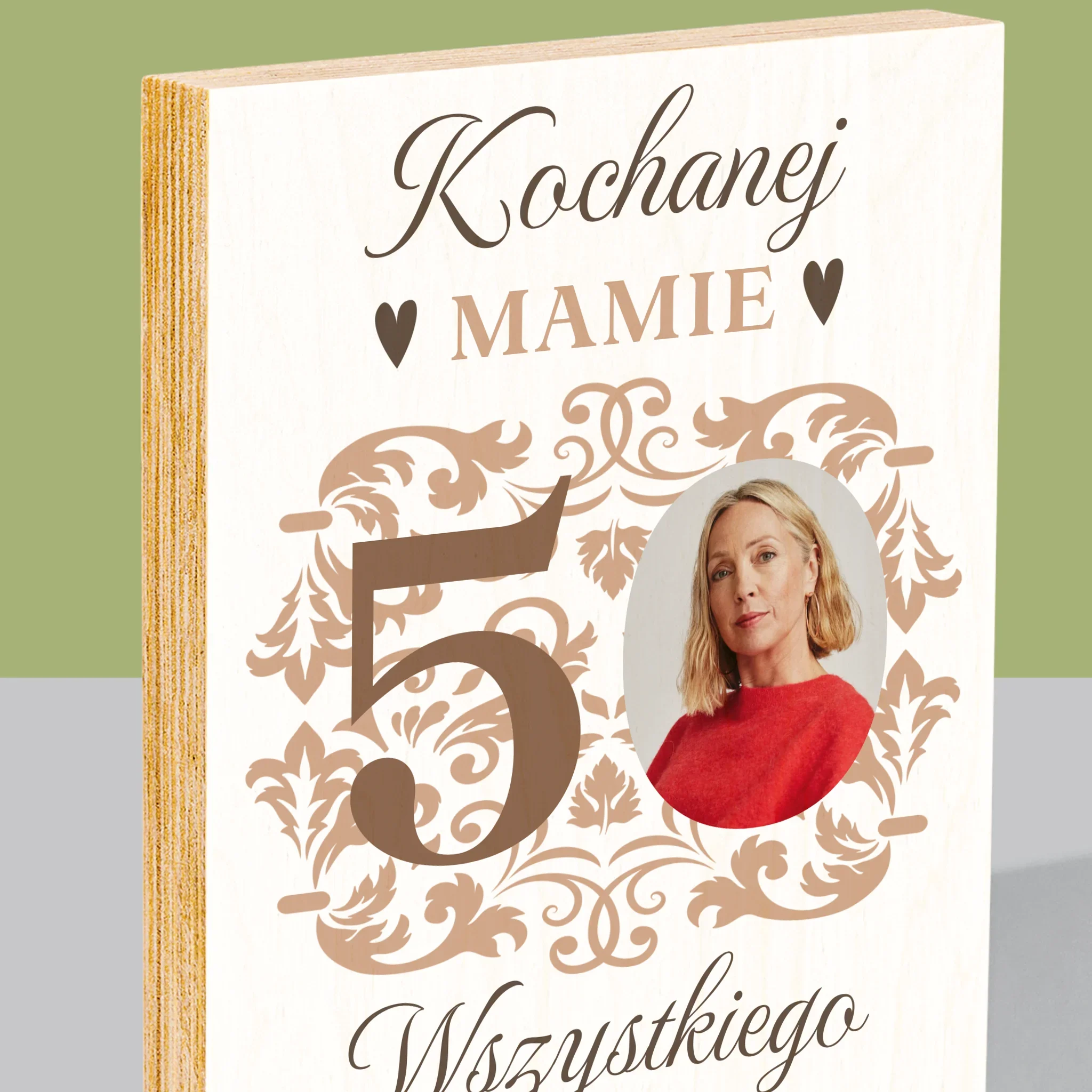 Zdjęcie I Podpis: Kochanej Mamie Z Okazji 50 Urodzin - Wydruk Na Drewnie - Image 2