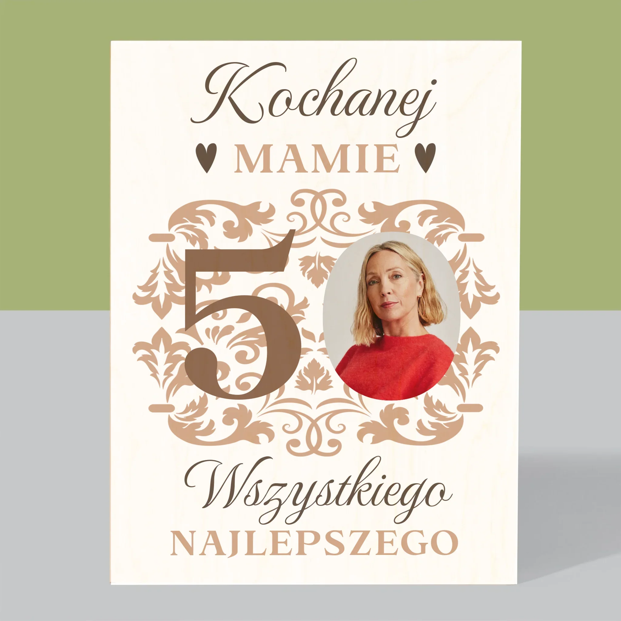 Zdjęcie I Podpis: Kochanej Mamie Z Okazji 50 Urodzin - Wydruk Na Drewnie - Image 3