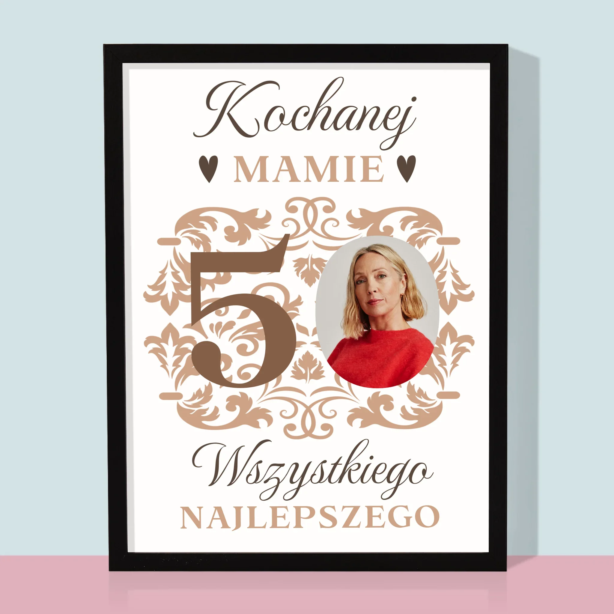 Zdjęcie I Podpis: Kochanej Mamie Z Okazji 50 Urodzin - Wydruk Obramowany