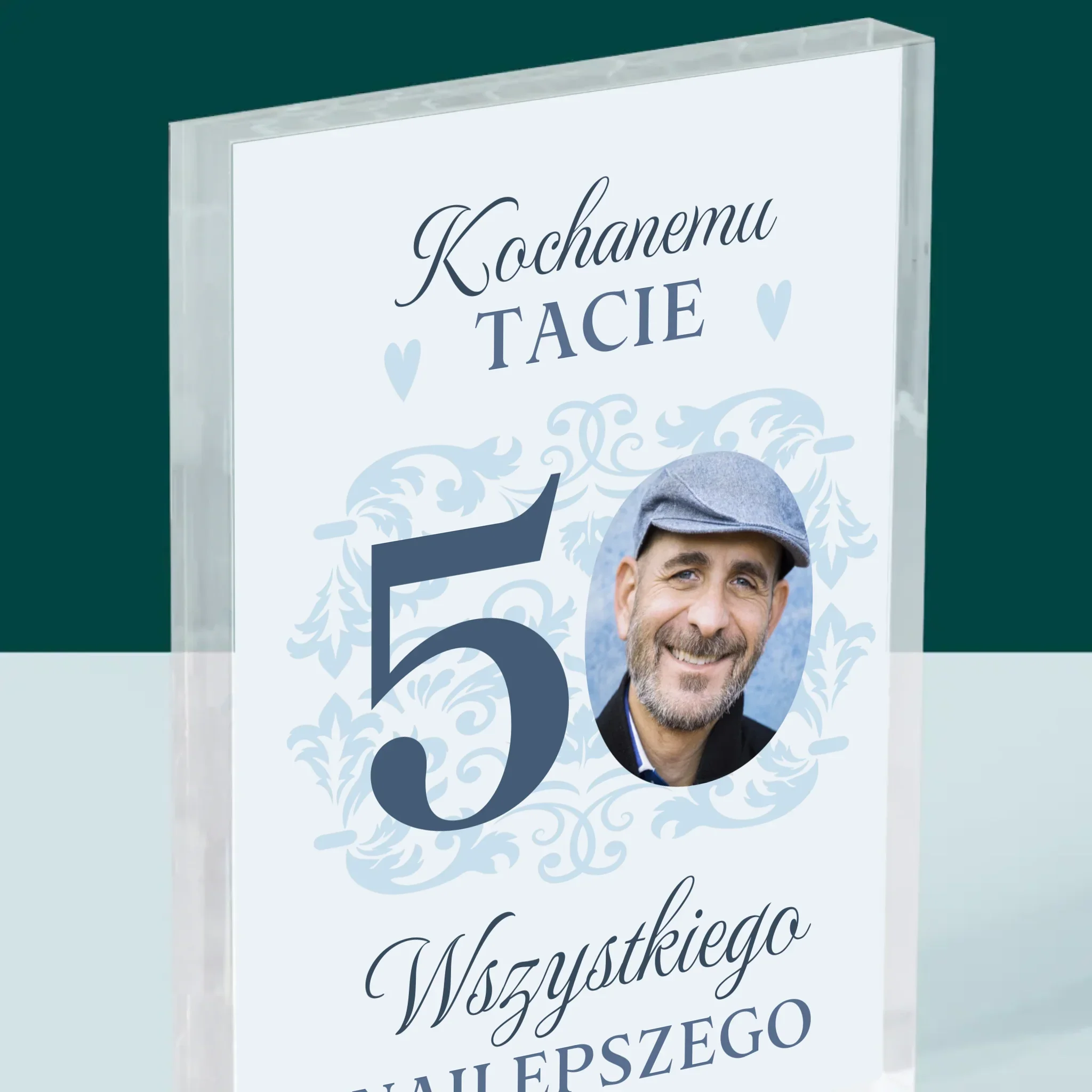 Zdjęcie I Podpis: Kochanemu Tacie Z Okazji 50 Urodzin - Blok Akrylowy z Nadrukiem - Image 2