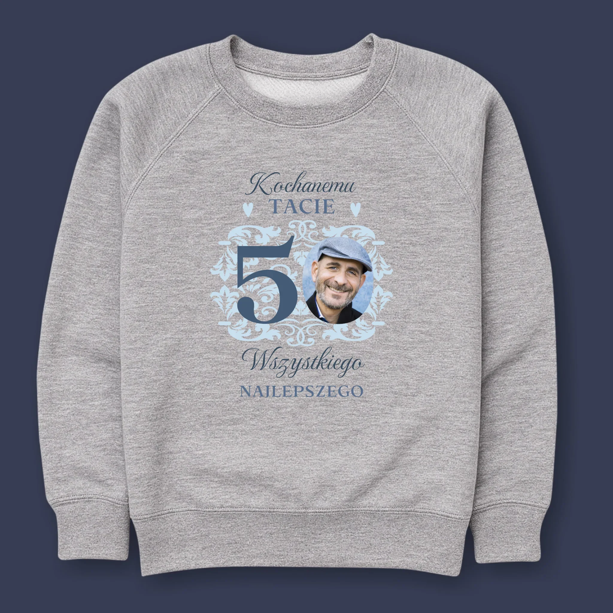 Zdjęcie I Podpis: Kochanemu Tacie Z Okazji 50 Urodzin - Bluza Męska Z Kapturem - Image 10