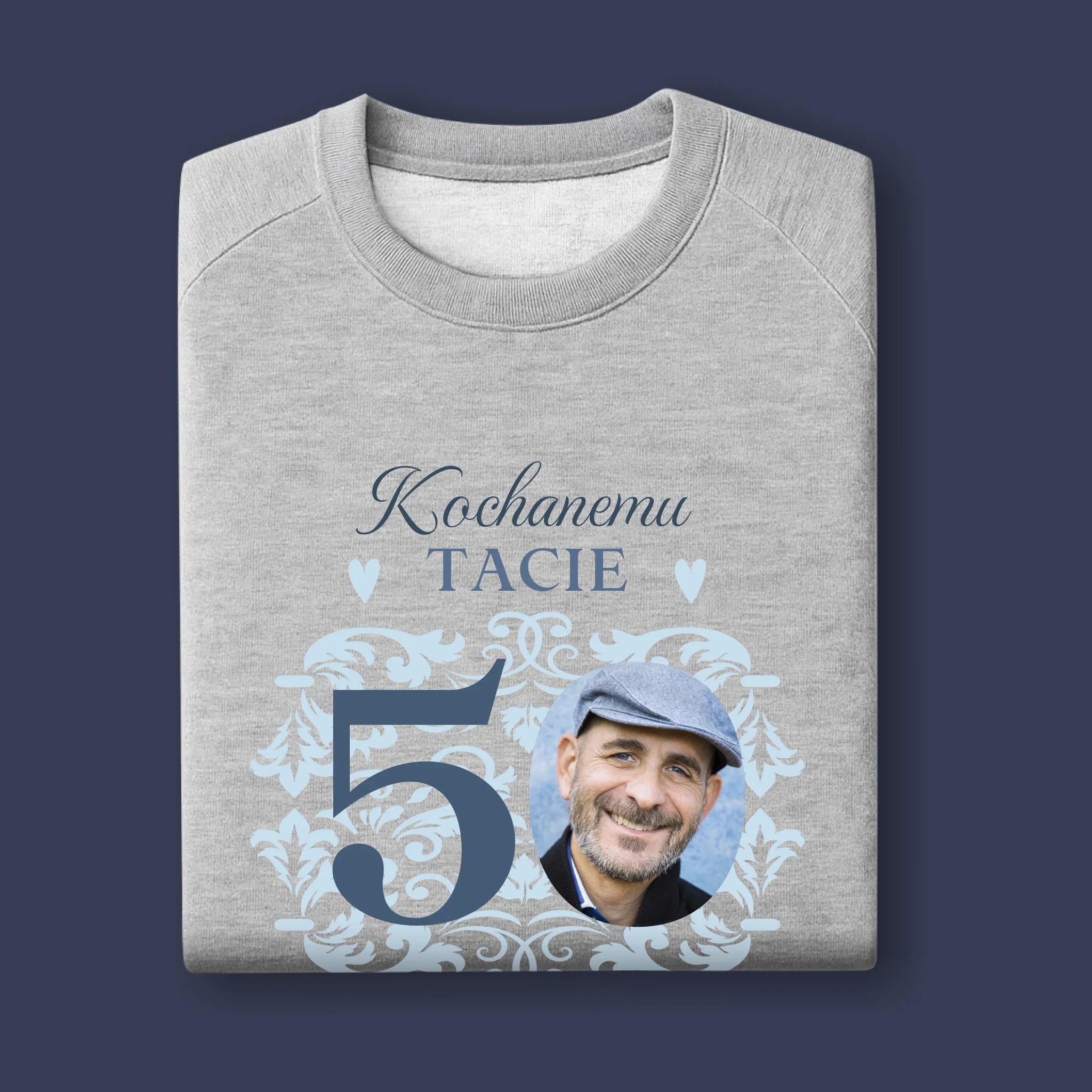 Zdjęcie I Podpis: Kochanemu Tacie Z Okazji 50 Urodzin - Bluza Męska Z Kapturem - Image 11