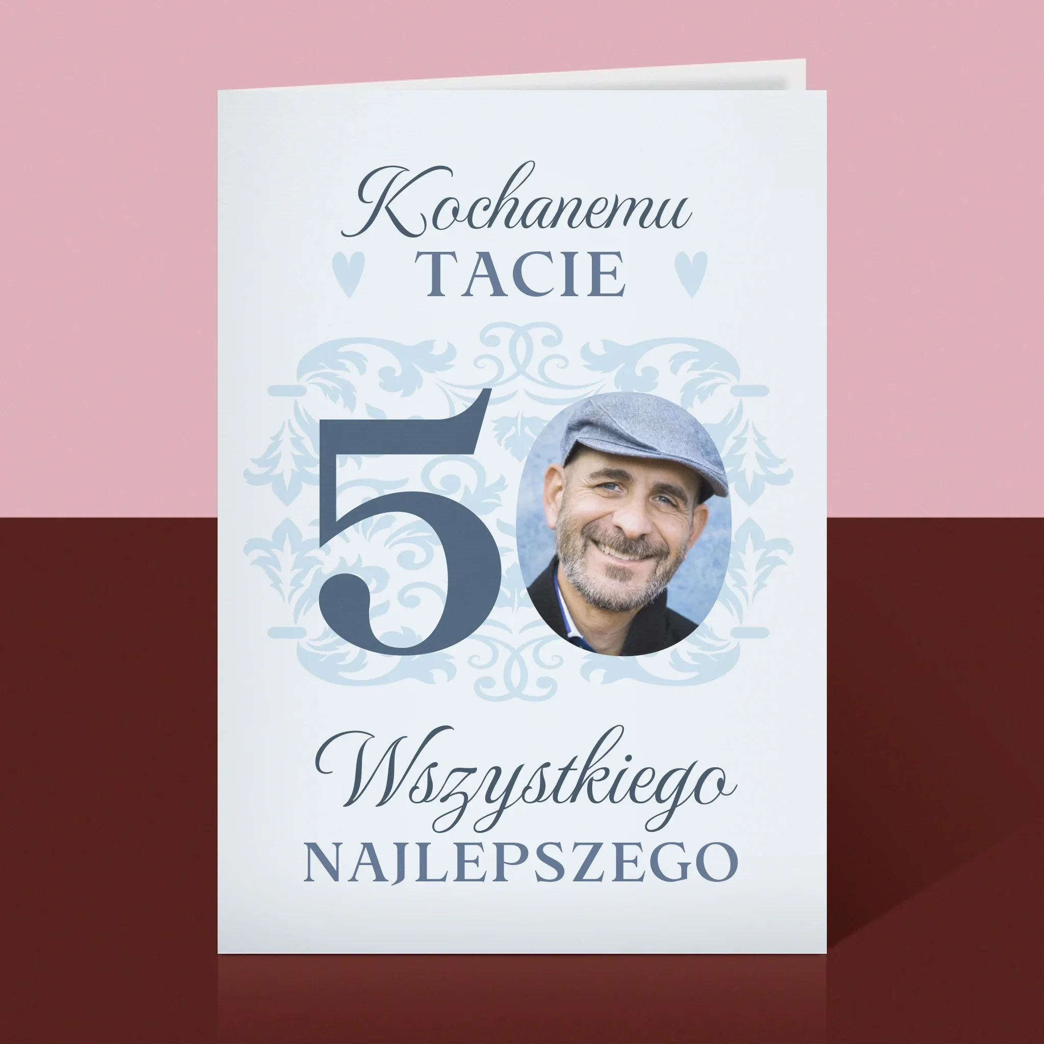 Zdjęcie I Podpis: Kochanemu Tacie Z Okazji 50 Urodzin - Kartka Z Życzeniami