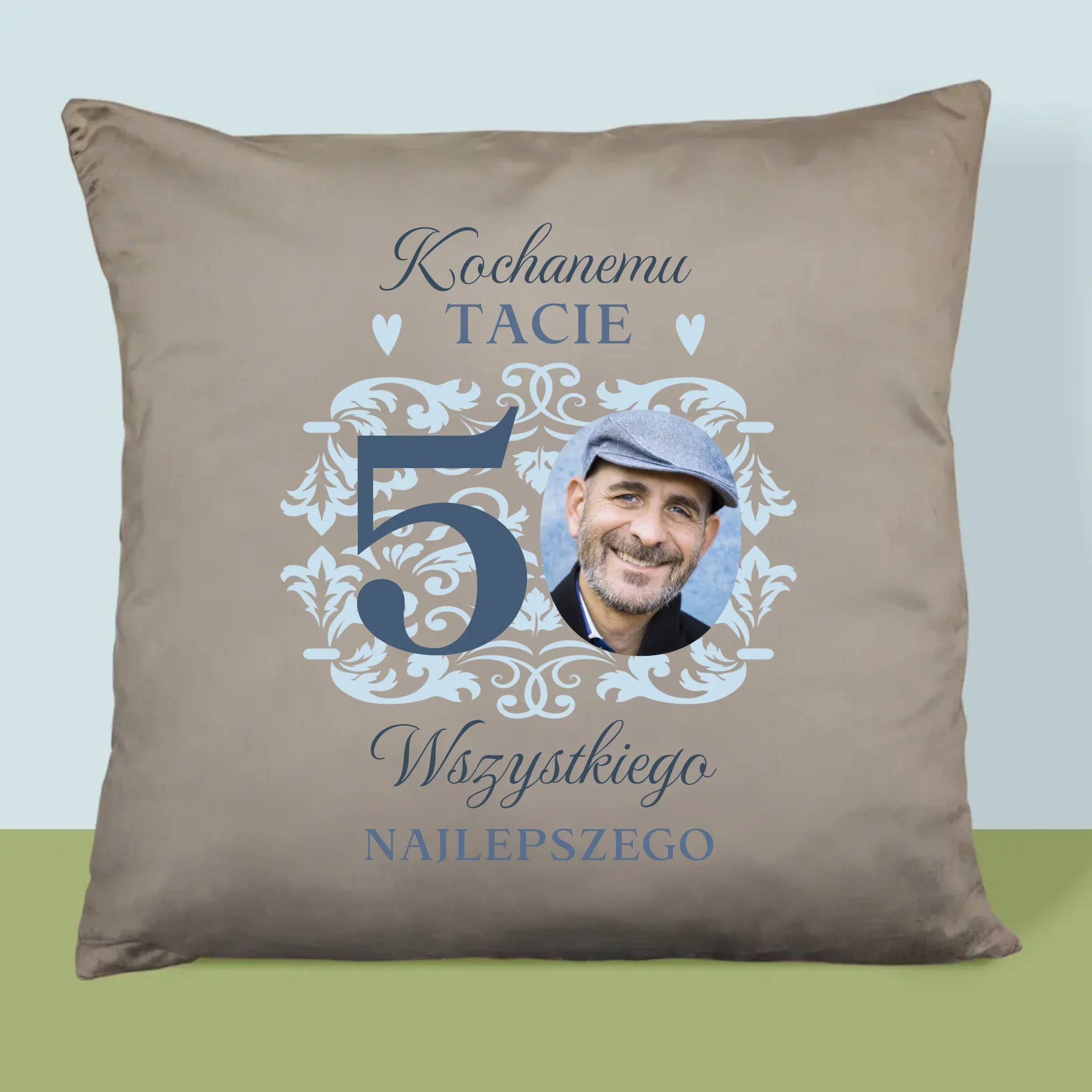 Zdjęcie I Podpis: Kochanemu Tacie Z Okazji 50 Urodzin - Poduszka z Nadrukiem - Image 3