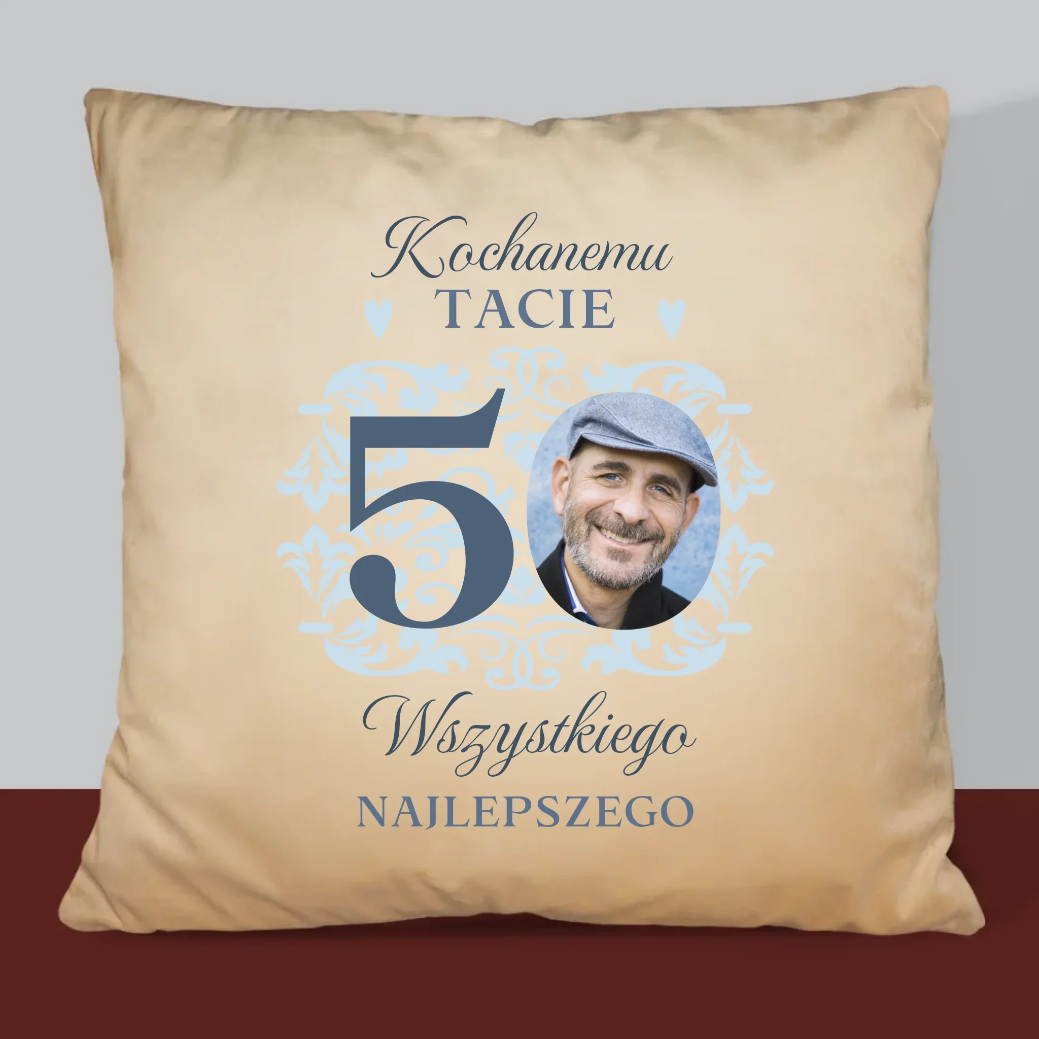 Zdjęcie I Podpis: Kochanemu Tacie Z Okazji 50 Urodzin - Poduszka z Nadrukiem - Image 6
