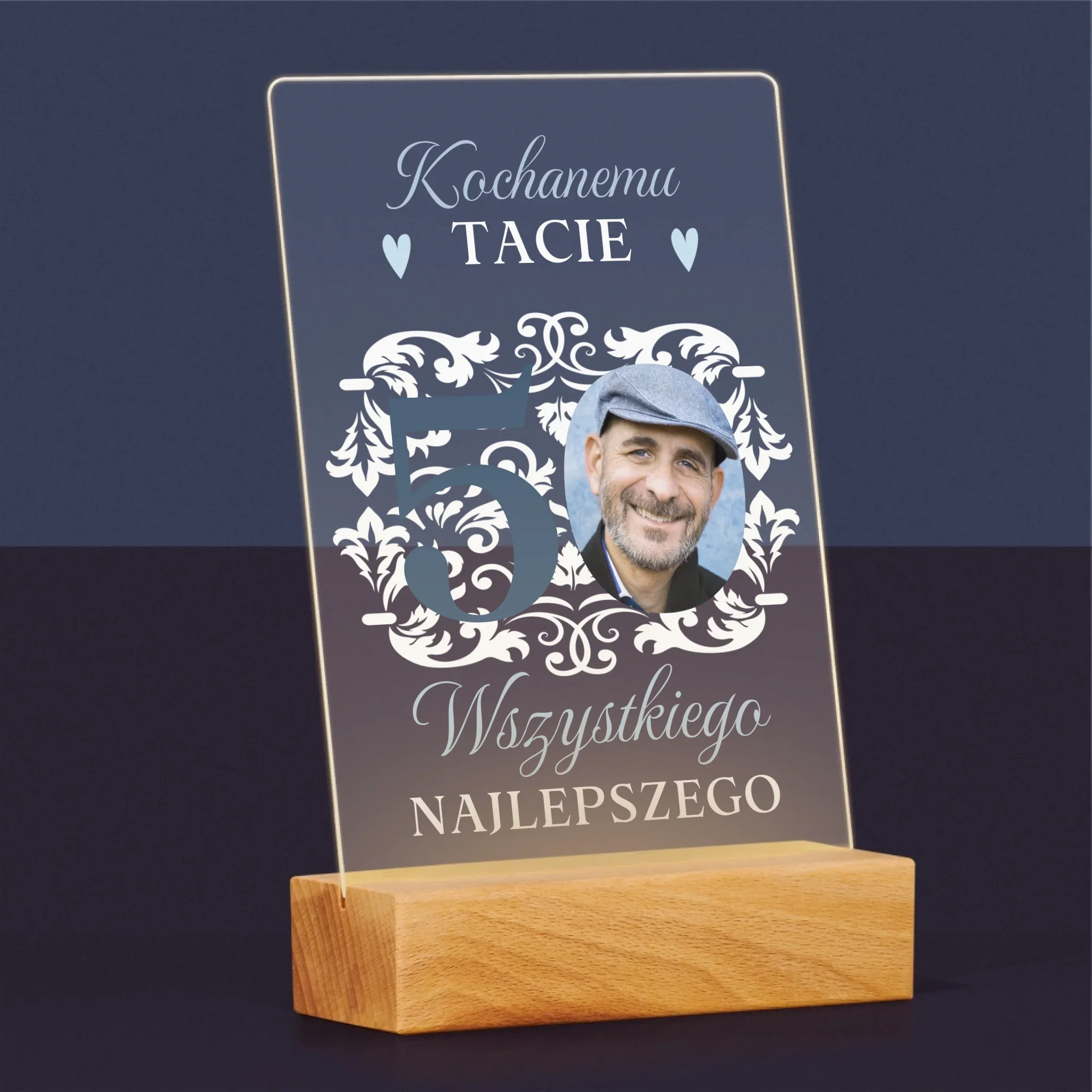 Zdjęcie I Podpis: Kochanemu Tacie Z Okazji 50 Urodzin - Wydruk Na Szkle Akrylowym - Image 5