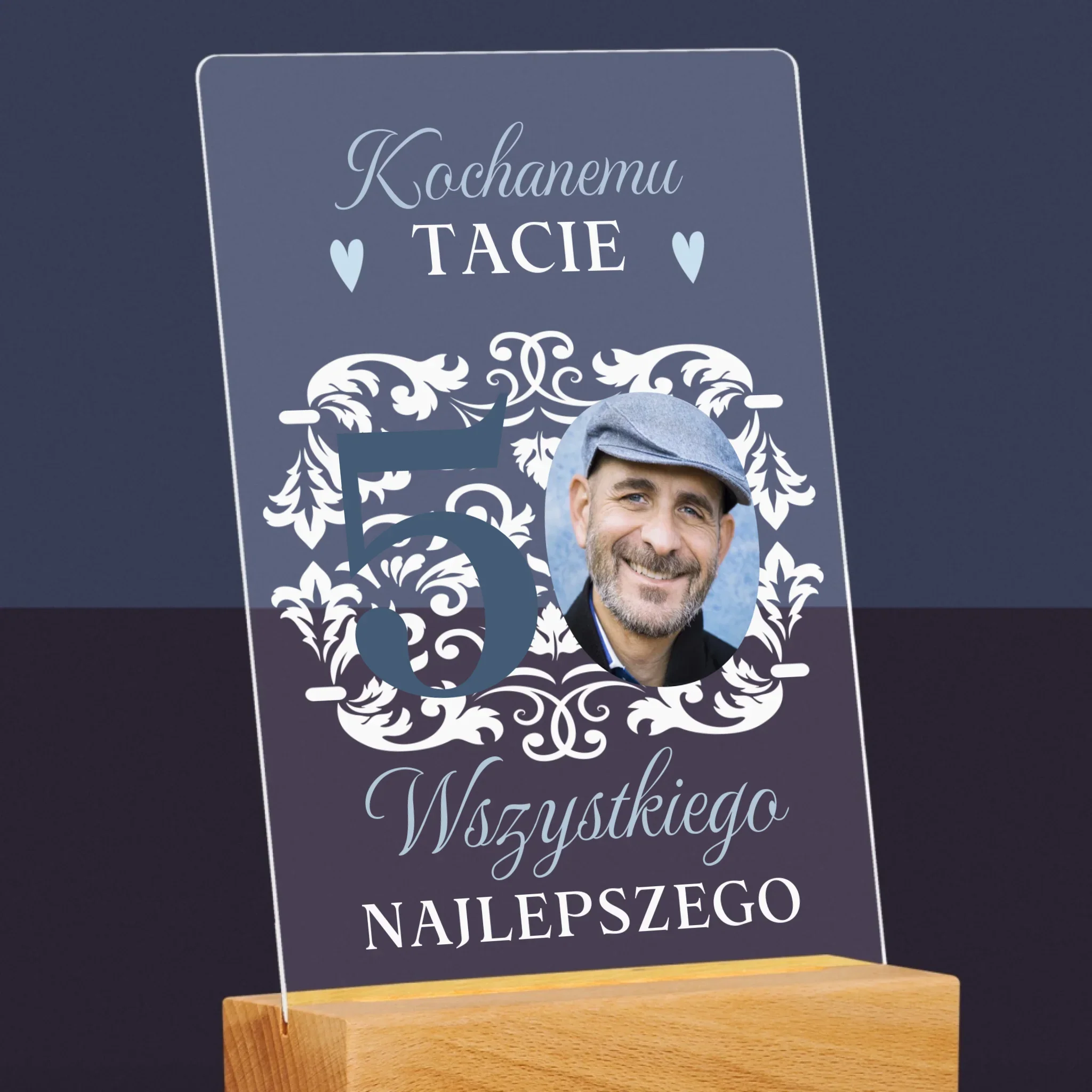 Zdjęcie I Podpis: Kochanemu Tacie Z Okazji 50 Urodzin - Wydruk Na Szkle Akrylowym - Image 6
