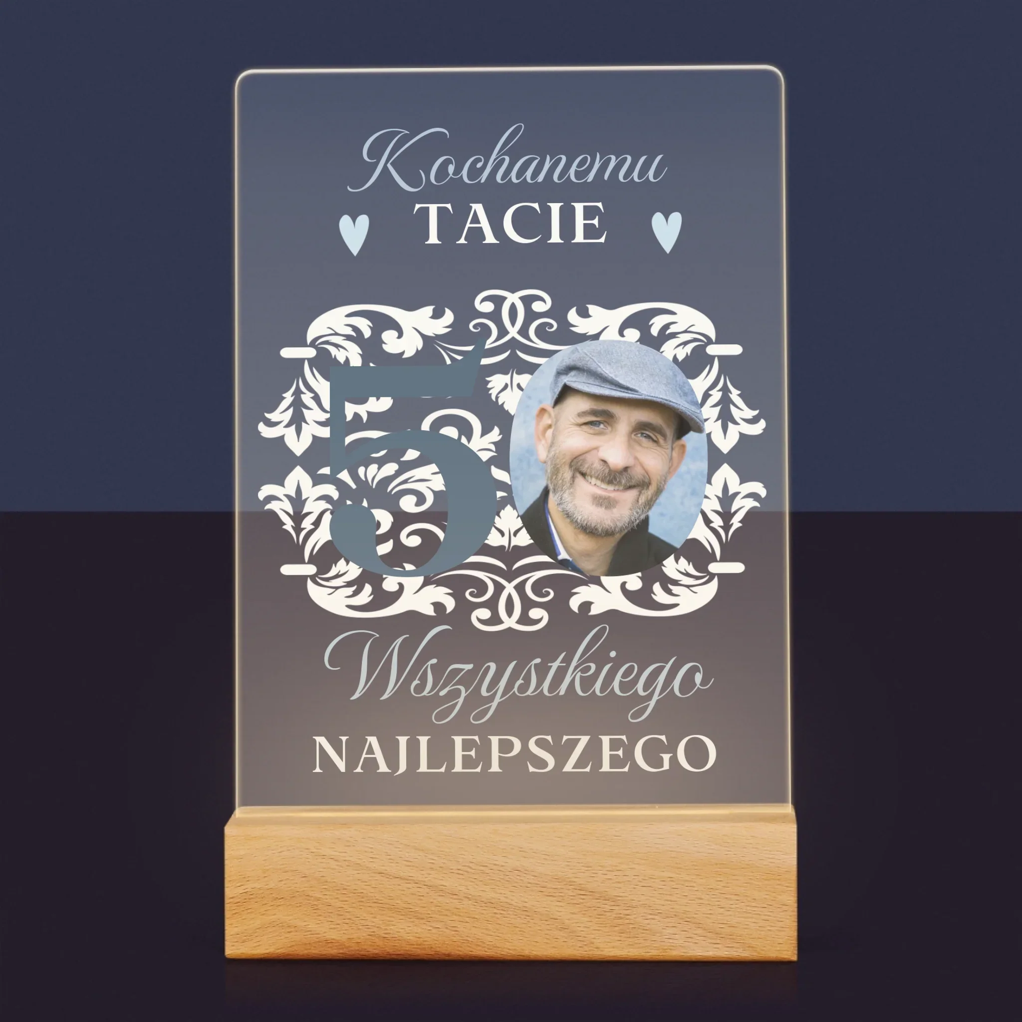 Zdjęcie I Podpis: Kochanemu Tacie Z Okazji 50 Urodzin - Wydruk Na Szkle Akrylowym - Image 7
