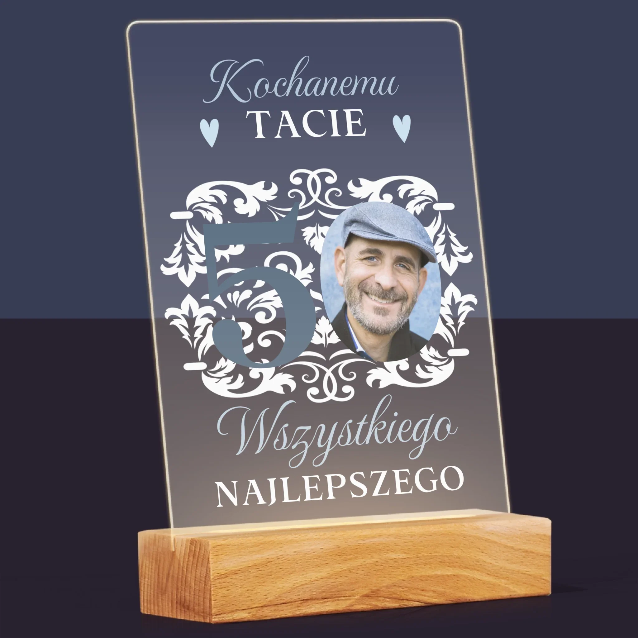 Zdjęcie I Podpis: Kochanemu Tacie Z Okazji 50 Urodzin - Wydruk Na Szkle Akrylowym - Image 8
