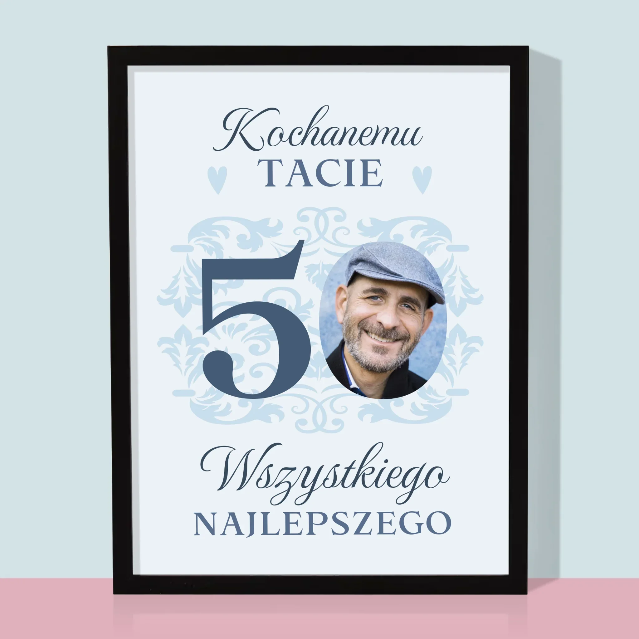 Zdjęcie I Podpis: Kochanemu Tacie Z Okazji 50 Urodzin - Wydruk Obramowany