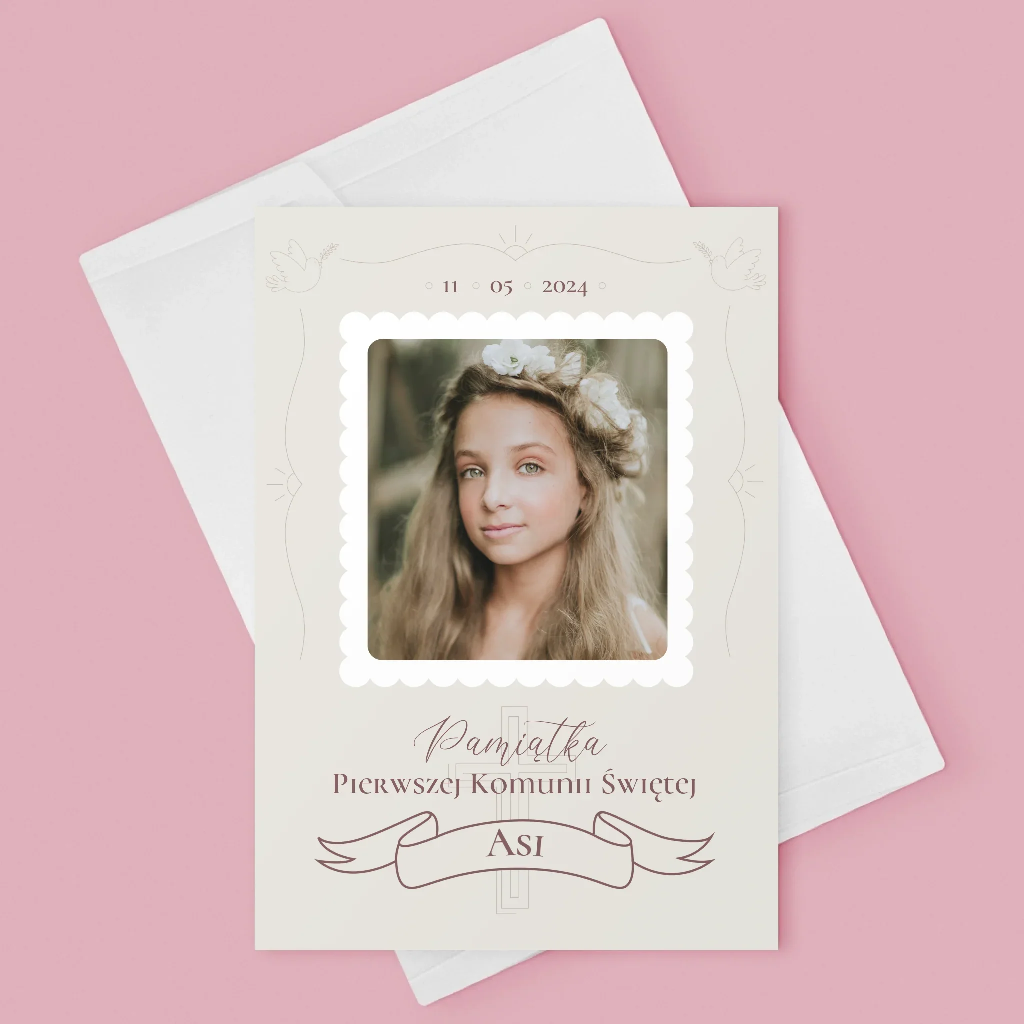 Zdjęcie i Podpis: Komunia Gołąbki - Kartka z Życzeniami - Image 3
