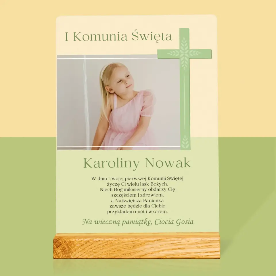 Zdjęcie i Podpis: Komunia Zdjęcie Krzyż - Wydruk Na Szkle Akrylowym - Image 3