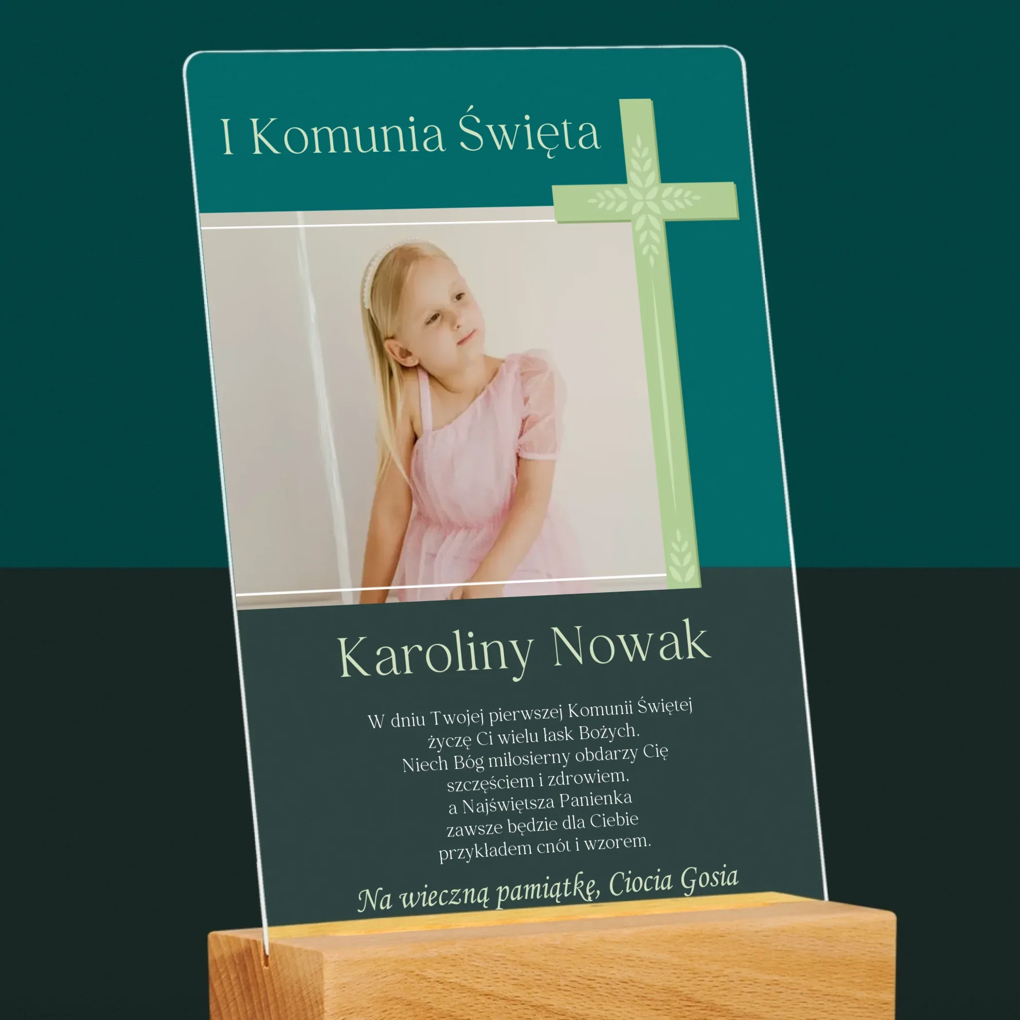 Zdjęcie i Podpis: Komunia Zdjęcie Krzyż - Wydruk Na Szkle Akrylowym - Image 6