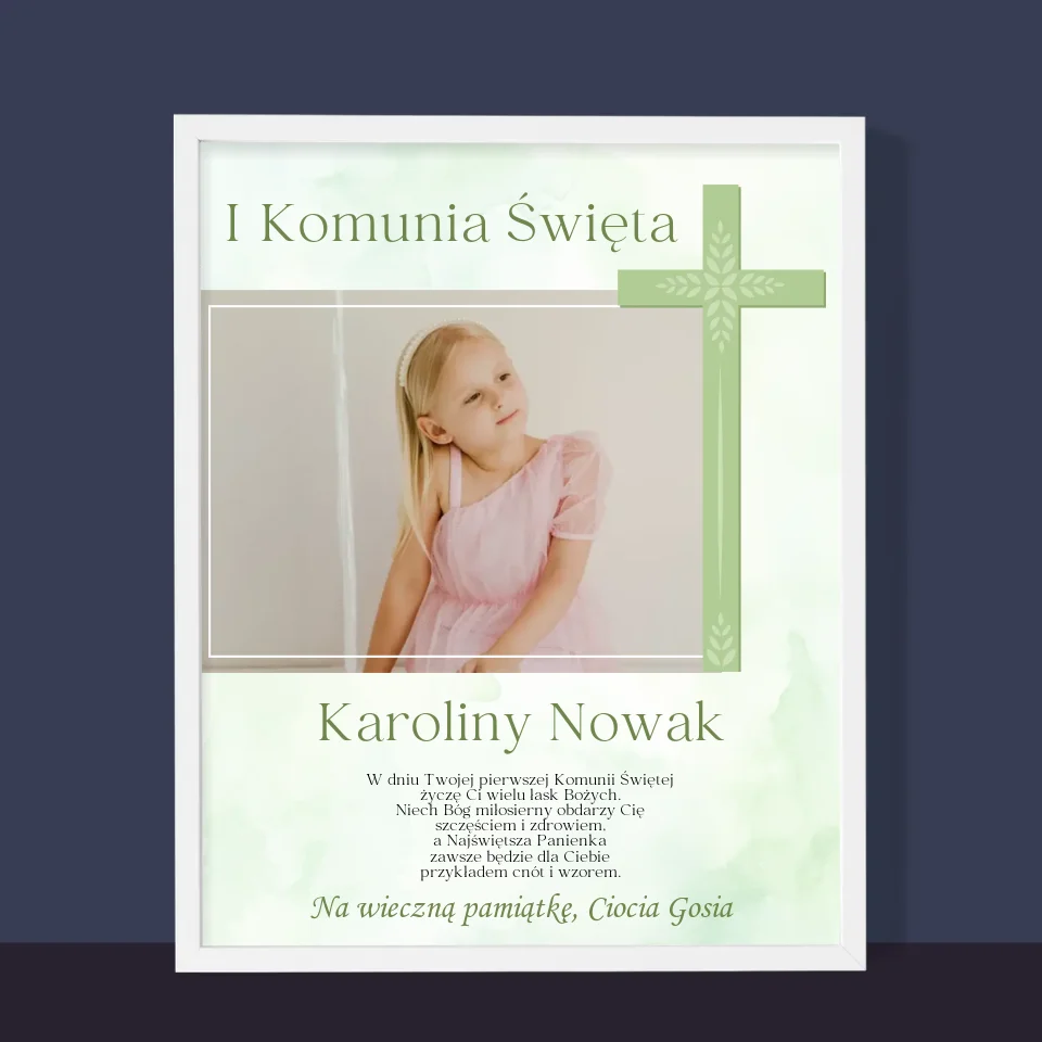 Zdjęcie i Podpis: Komunia Zdjęcie Krzyż - Wydruk Obramowany - Image 10