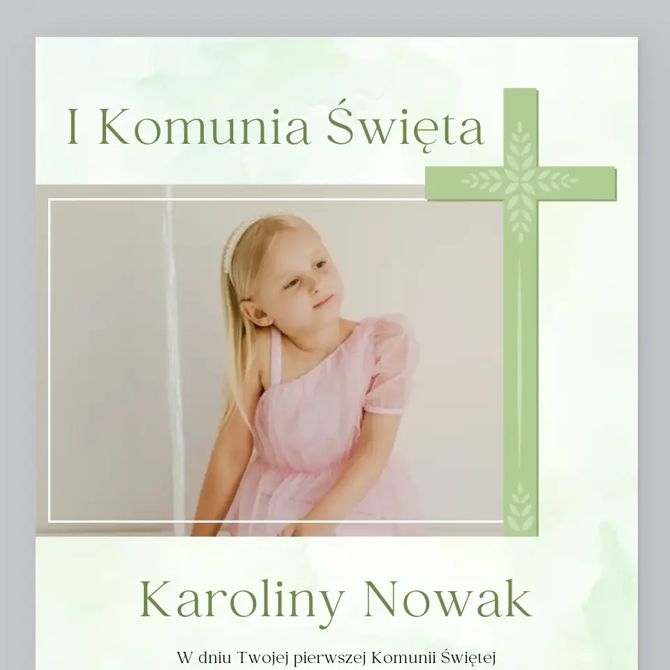 Zdjęcie i Podpis: Komunia Zdjęcie Krzyż - Wydruk Obramowany - Image 2