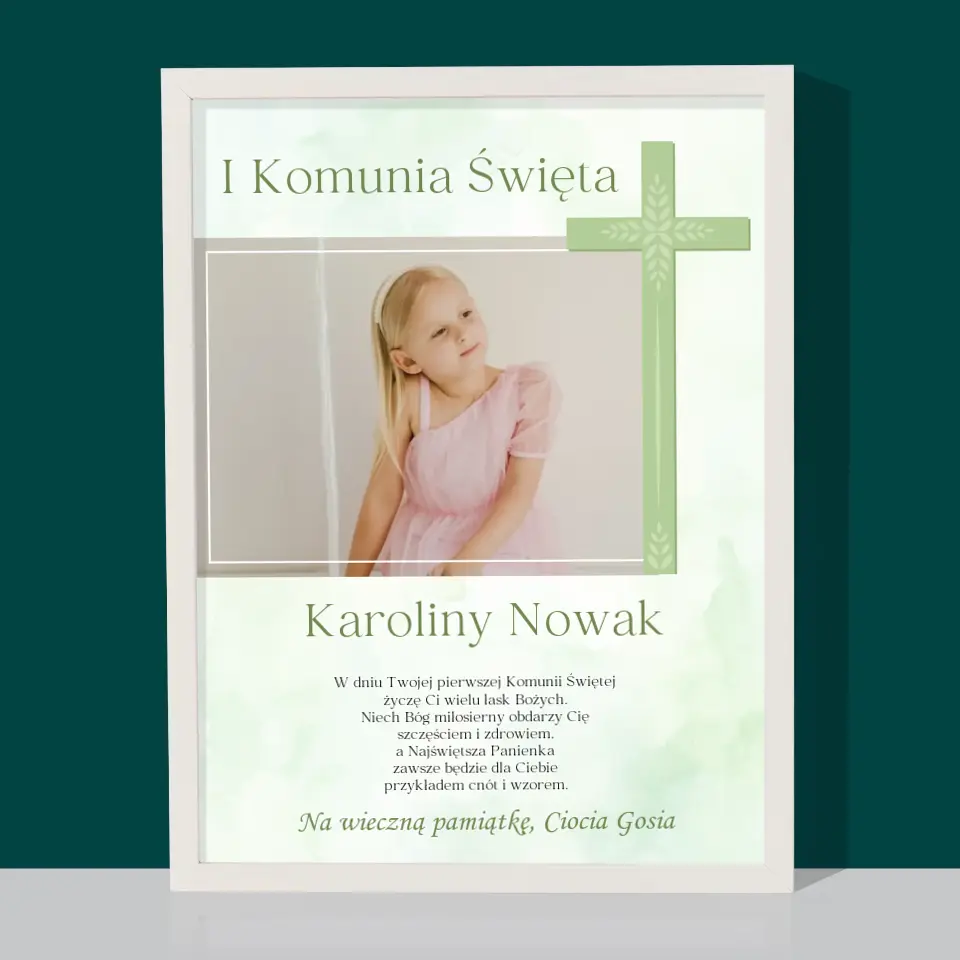 Zdjęcie i Podpis: Komunia Zdjęcie Krzyż - Wydruk Obramowany - Image 8
