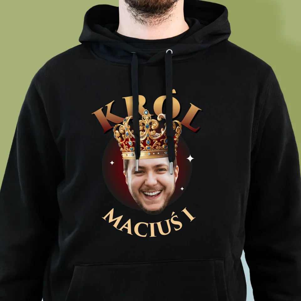 Zdjęcie i Podpis: Król Zdjęcie - Bluza Męska z Kapturem - Image 6