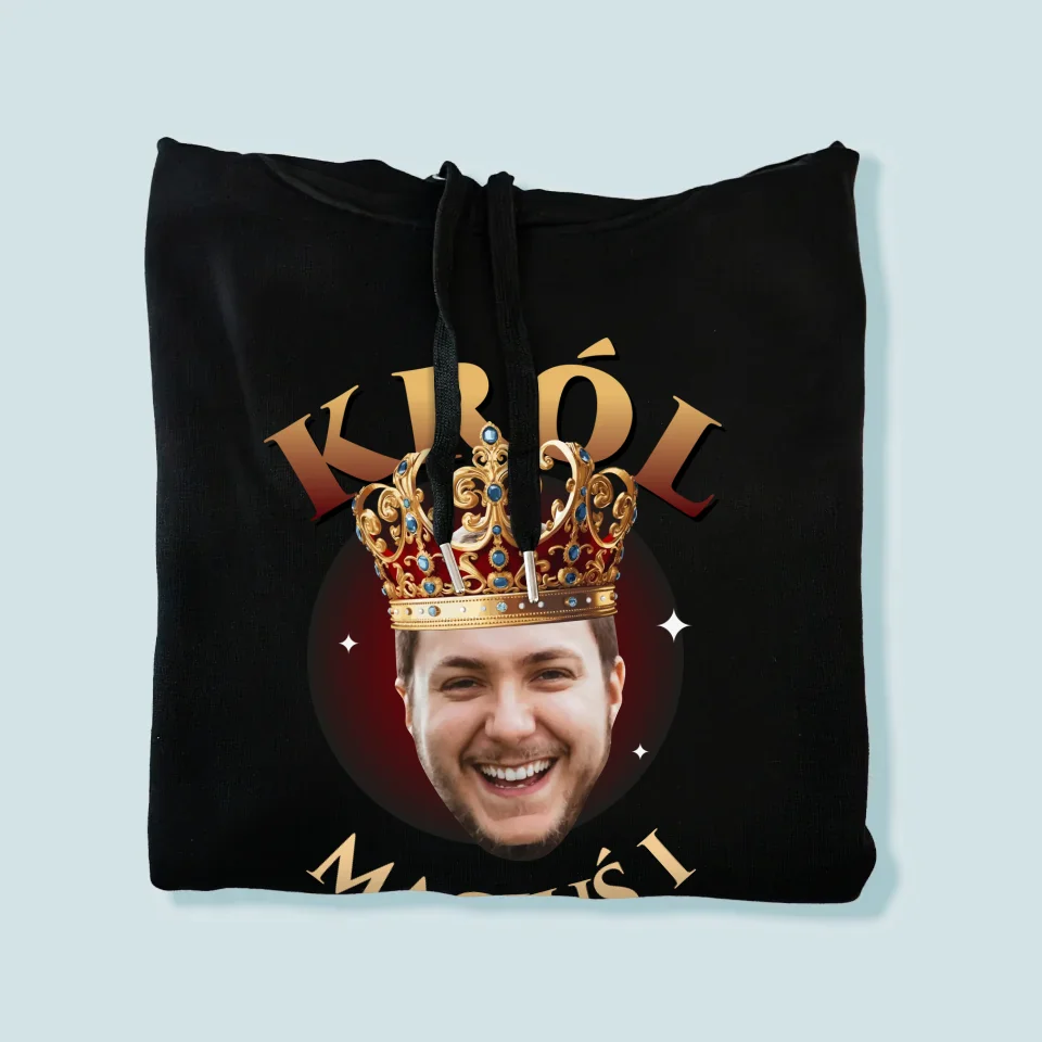 Zdjęcie i Podpis: Król Zdjęcie - Bluza Męska z Kapturem - Image 8