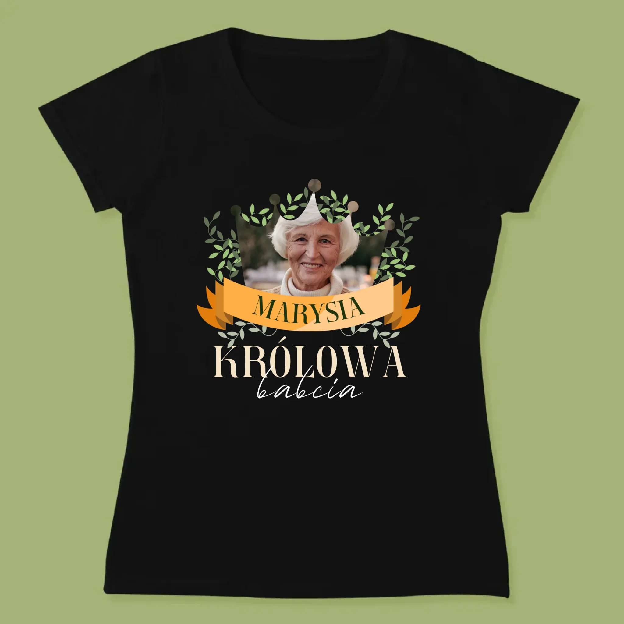 Zdjęcie i Podpis: Królowa Babcia - Koszulka Damska z Nadrukiem - Image 7