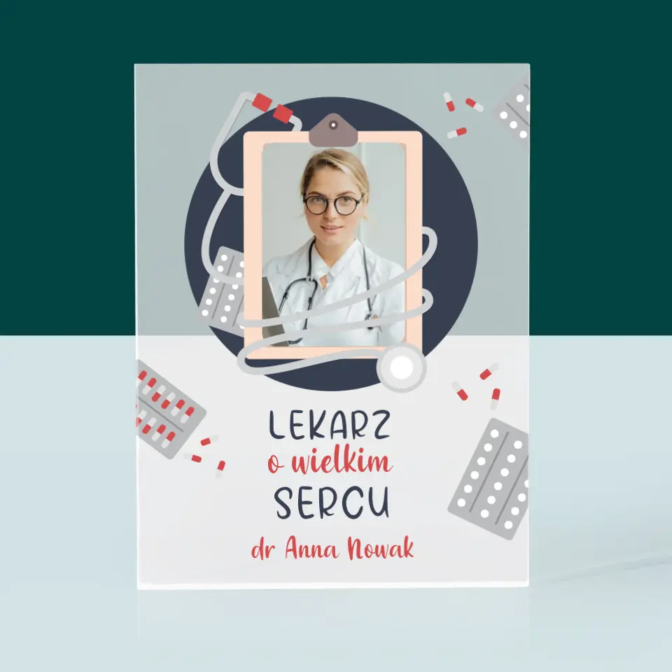 Zdjęcie i Podpis: Lekarz o Wielkim Sercu - Blok Akrylowy z Nadrukiem - Image 3