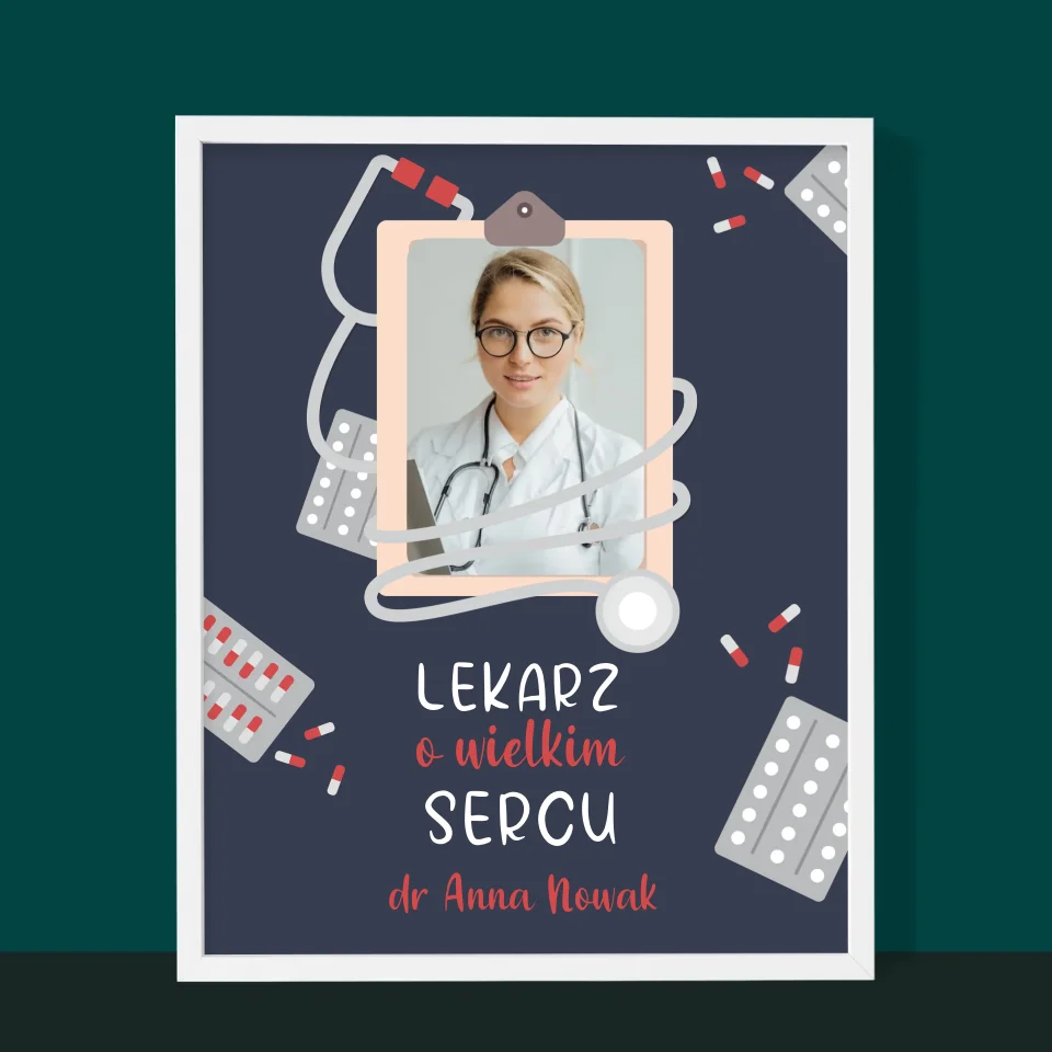 Zdjęcie i Podpis: Lekarz o Wielkim Sercu - Wydruk Obramowany - Image 10
